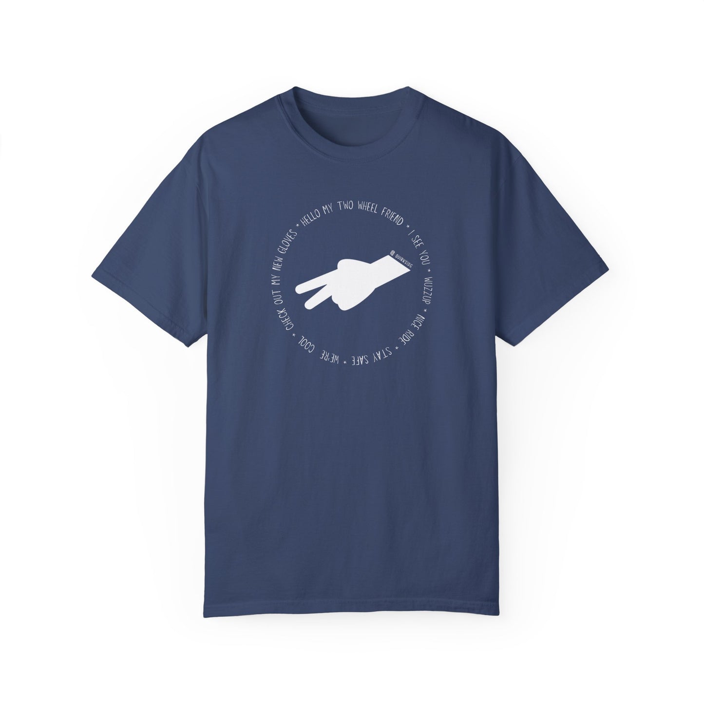 Biker Wave T-shirt, Motorcycle Enthusiast Tee, Unisex Garment-Dyed Top, Motorbike Gift Shirt, Respectful Biker Apparel - Quirkside Creations