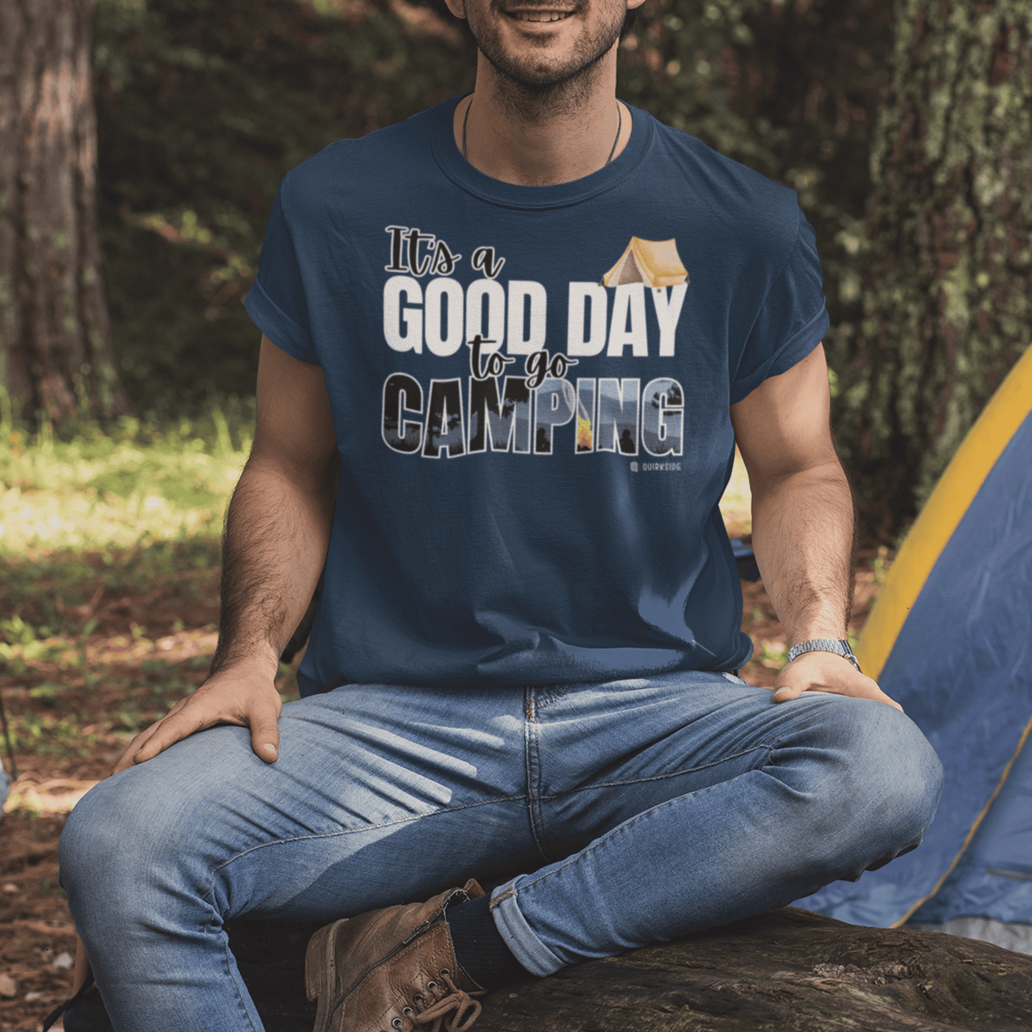 Premium Unisex Camping Enthusiast T-shirt - Great Day to Go Camping Design