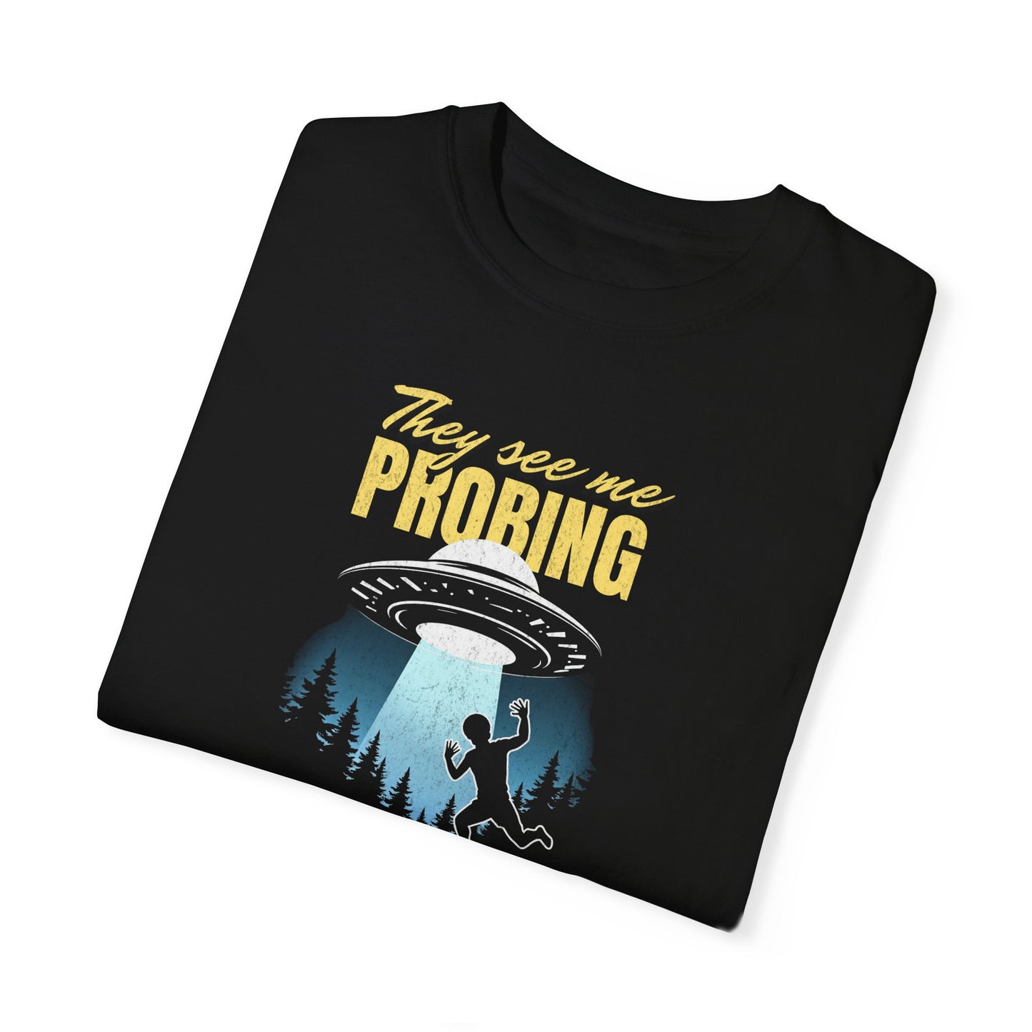 Funny Alien UFO Unisex T-shirt, Extraterrestrial Space Tee, Cosmic Graphic Shirt, Outer Space Clothing, Alien Abduction Apparel