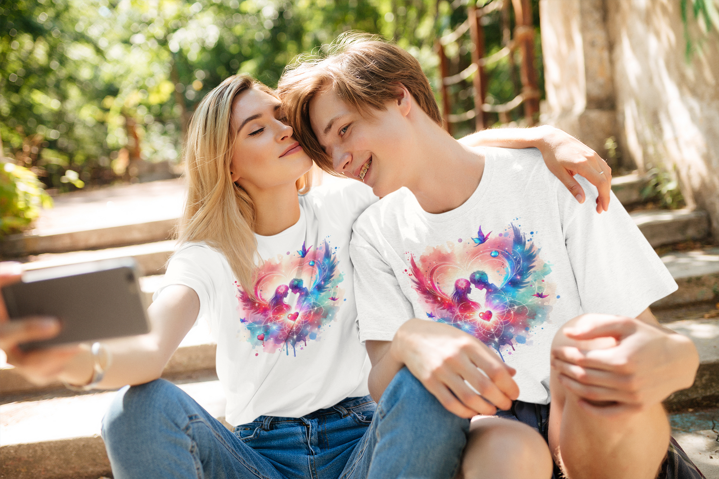 Love in Art and Color Unisex T-Shirt, Valentine's Day Tee, Couple Art Graphic Top, Romantic Gift Shirt, Heart Design Apparel