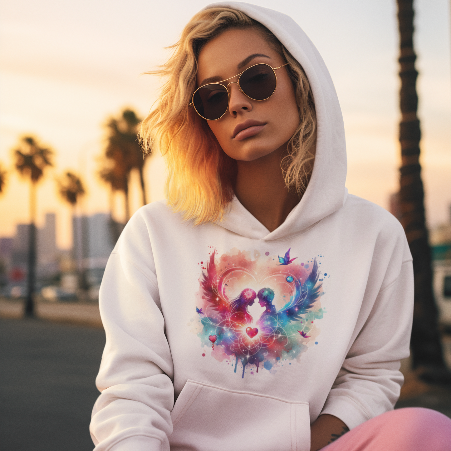 Symbol of Love Unisex Hoodie Sweatshirt, Valentine's Day Gift, Eco-Friendly Pullover, Artistic Design, Colorful Hoodie, Romantic Apparel - Quirkside Creations