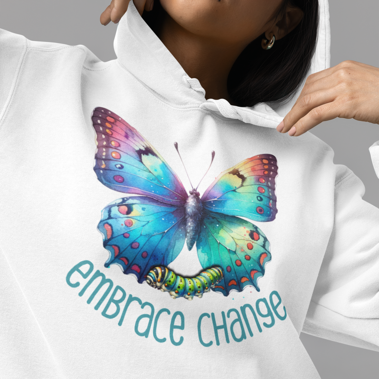 Butterfly Transformation Hoodie, Inspirational Change Sweatshirt, Metamorphosis Quote Jumper, Growth Encouragement Pullover, Positive - Quirkside Creations