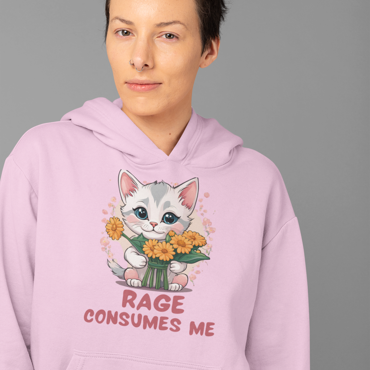 Cute Kitten Hoodie Sweatshirt, Cute Cat Lover Gift, Funny Animal Lover Jumper, Sarcastic Pet Owner Pullover, Hilarious Cat Lady - Quirkside Creations
