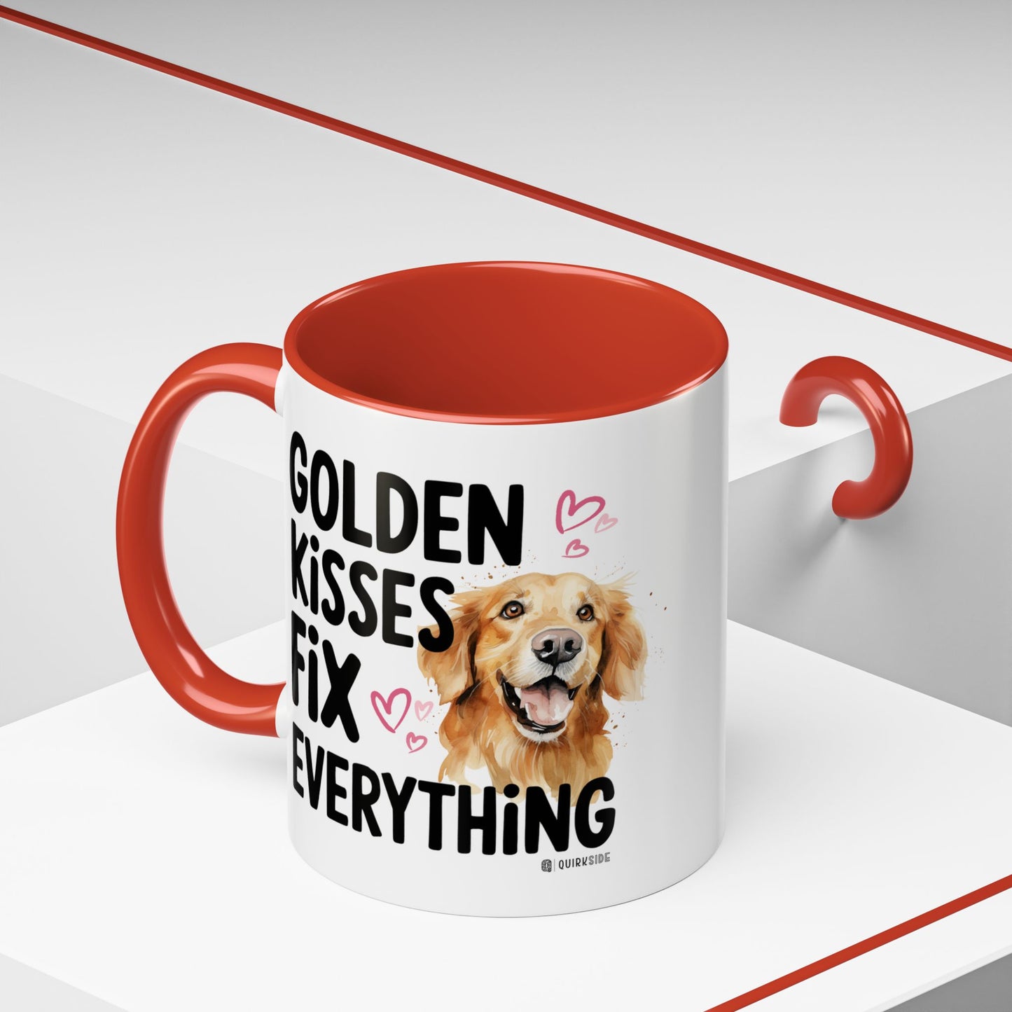 Golden Kisses Fix Everything Mug, Dog Lover Gift, Pet Owner Coffee Cup, Cute Animal Lover Mug, Fun Pet Quote Mug