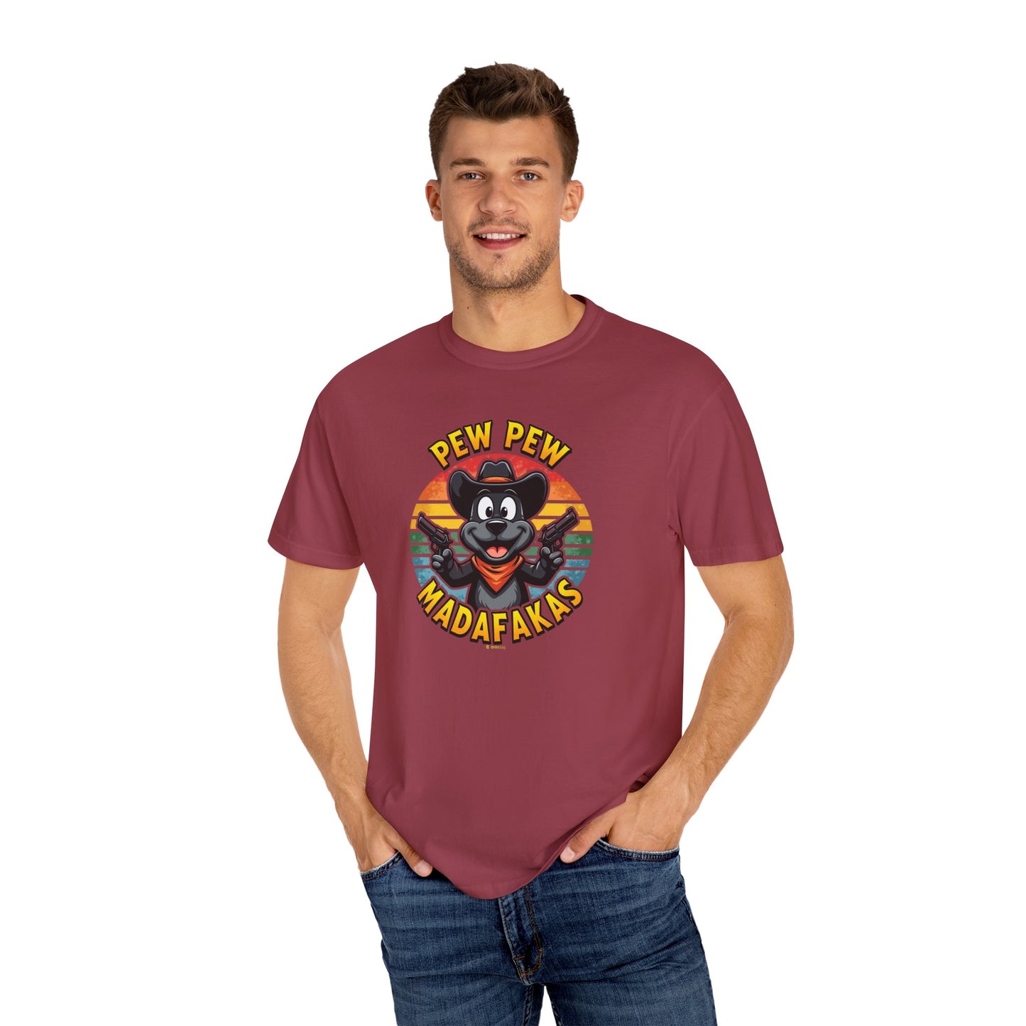 Cowboy Dog Funny T-Shirt, Western Style Tee, Unisex Garment-Dyed Shirt, Dog Lover Gift, Rodeo Apparel