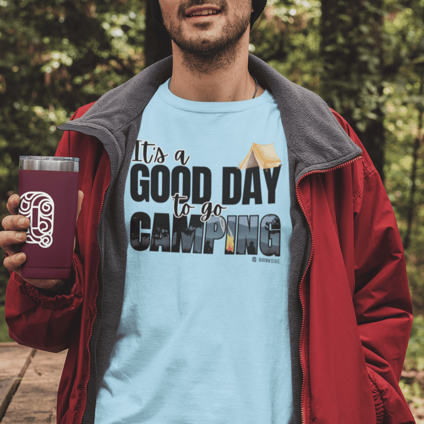 Premium Unisex Camping Enthusiast T-shirt - Great Day to Go Camping Design