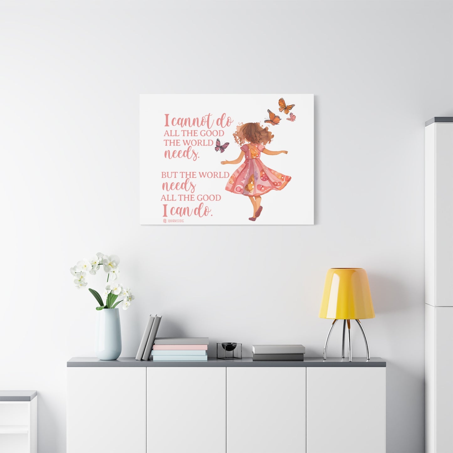 Inspirational Wall Art Canvas, Motivational Home Decor, Butterfly Quote Print, Gift for Her, Positive Vibes Wall Decor