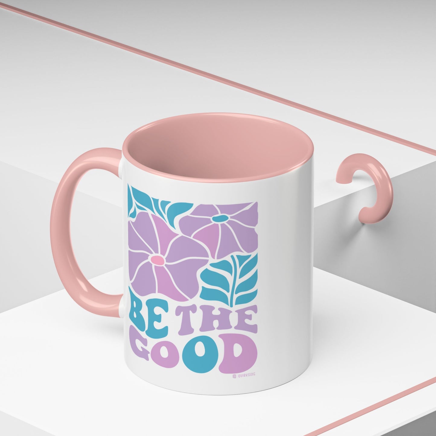 Accent Coffee Mug | 'Be the Good' Floral Design | Inspirational Mug, Gift for Her, Office Mug, Coffee Lover Gift, Home Decor