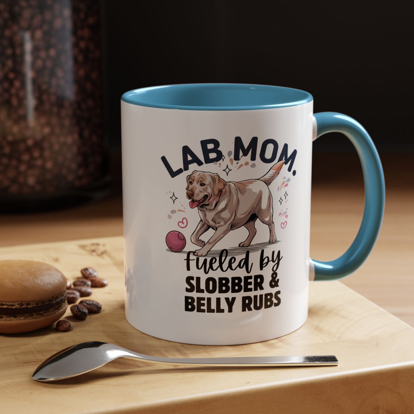 Lab Mom Coffee Mug - Fueled by Slobber & Belly Rubs, Dog Lover Gift, Pet Owner Coffee Cup, Personalized Dog Mom Mug, Cute Animal Mug