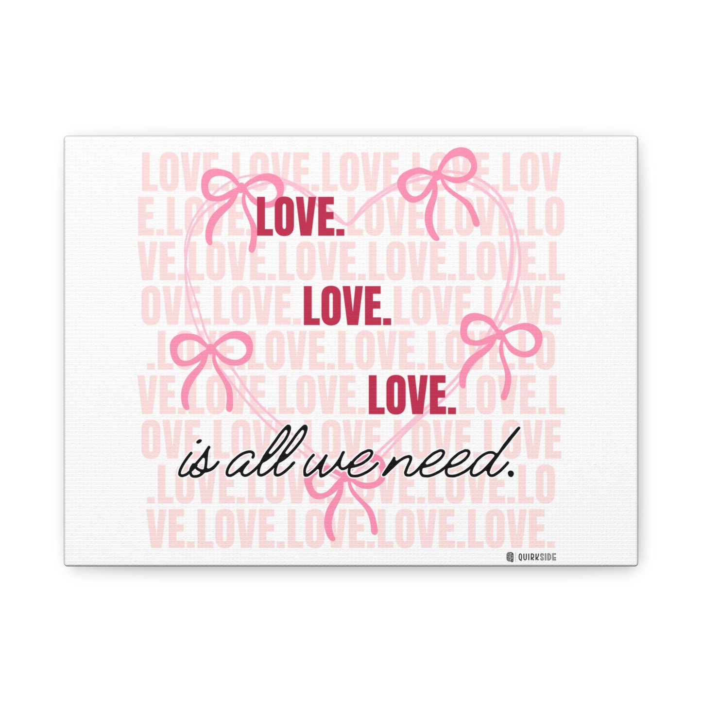 Love-Themed Canvas Wall Art with Pink Bows, Inspirational Home Decor for Weddings, Anniversaries, Valentine's Day, Gifts for Her