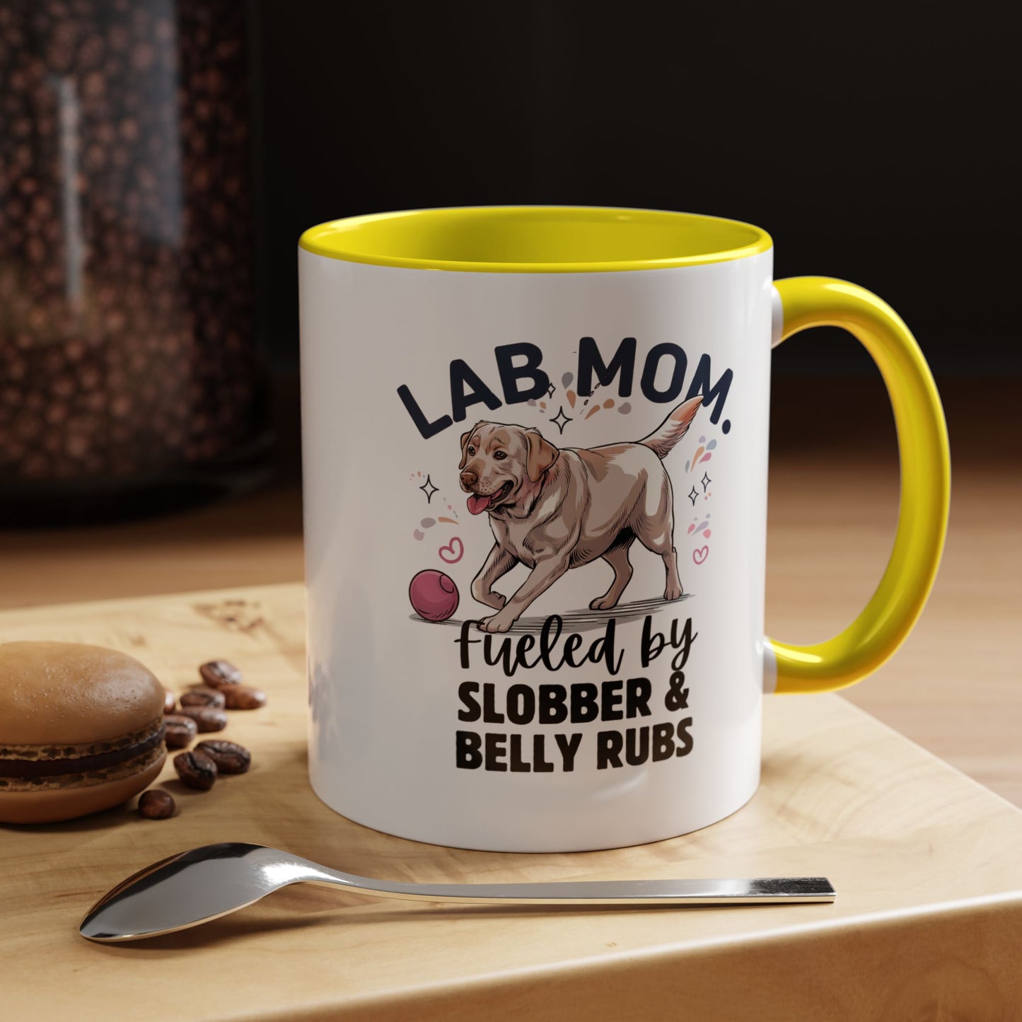 Lab Mom Coffee Mug - Fueled by Slobber & Belly Rubs, Dog Lover Gift, Pet Owner Coffee Cup, Personalized Dog Mom Mug, Cute Animal Mug