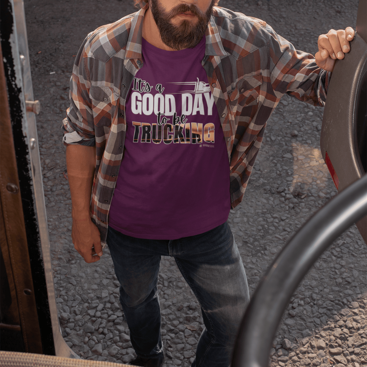 Trucking T-shirt, Truckers Tee, Highway Driver Shirt, On The Road Top, Unisex Tee, Comfortable Garment-Dyed Shirt