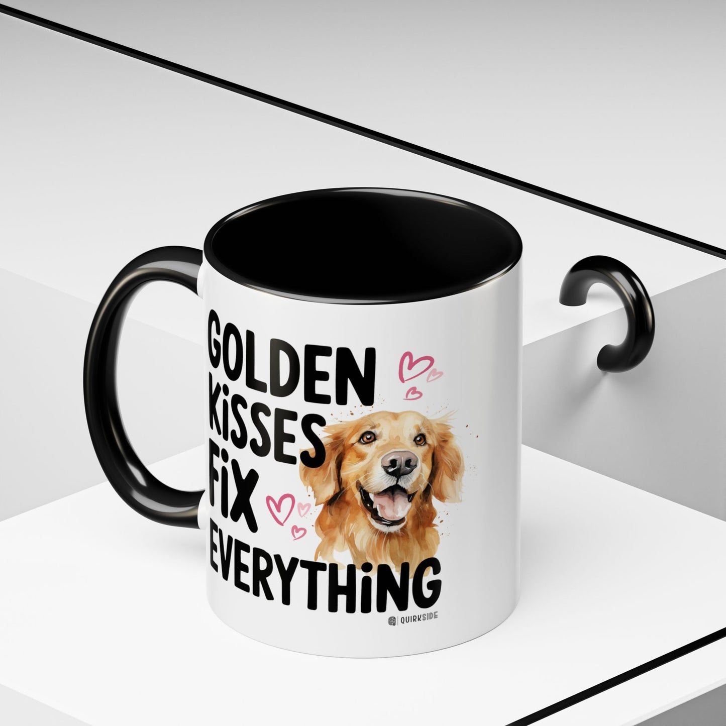 Golden Kisses Fix Everything Mug, Dog Lover Gift, Pet Owner Coffee Cup, Cute Animal Lover Mug, Fun Pet Quote Mug