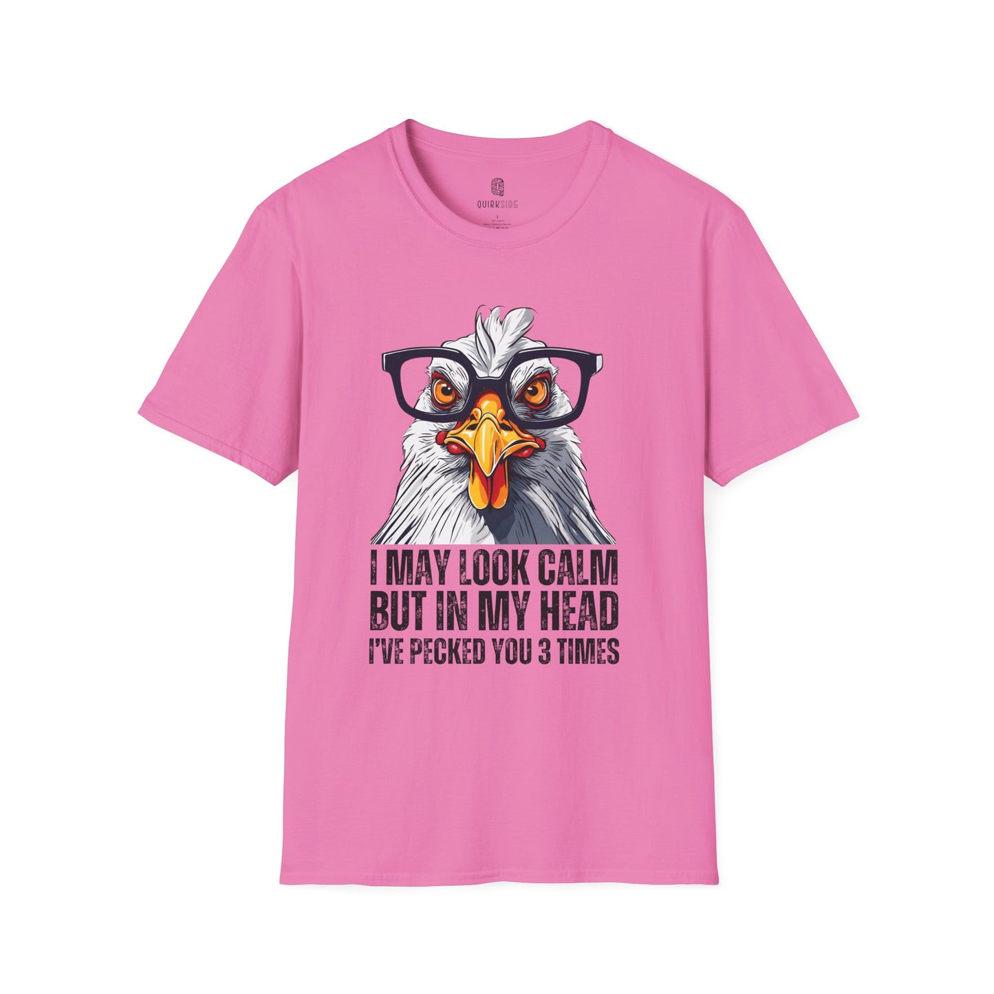 Funny Chicken Unisex T-Shirt, Crazy Chicken Tee, Quirky Humor Shirt, Stand Out Apparel, Hilarious Graphic Top - Quirkside Creations