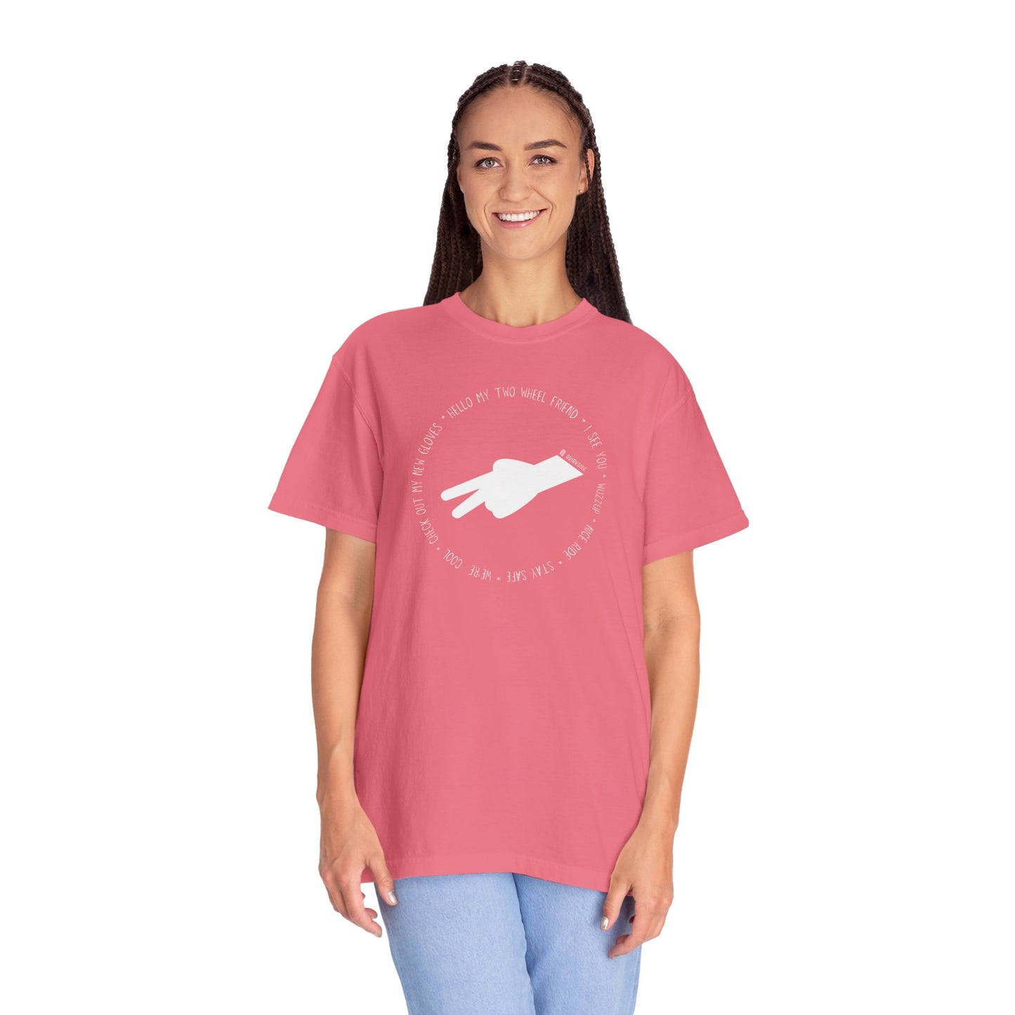 Biker Wave T-shirt, Motorcycle Enthusiast Tee, Unisex Garment-Dyed Top, Motorbike Gift Shirt, Respectful Biker Apparel - Quirkside Creations