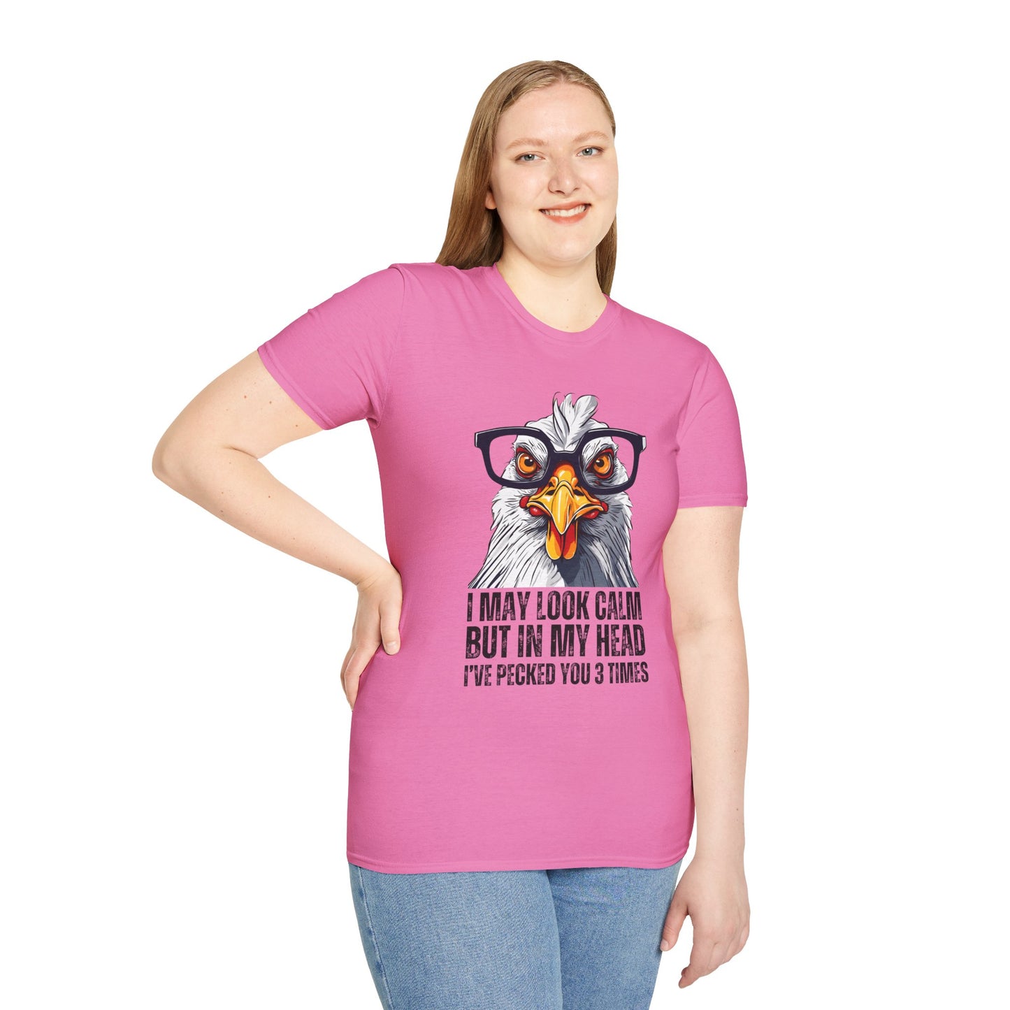 Funny Chicken Unisex T-Shirt, Crazy Chicken Tee, Quirky Humor Shirt, Stand Out Apparel, Hilarious Graphic Top - Quirkside Creations