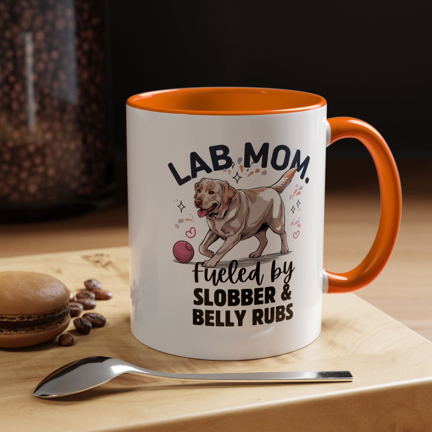 Lab Mom Coffee Mug - Fueled by Slobber & Belly Rubs, Dog Lover Gift, Pet Owner Coffee Cup, Personalized Dog Mom Mug, Cute Animal Mug