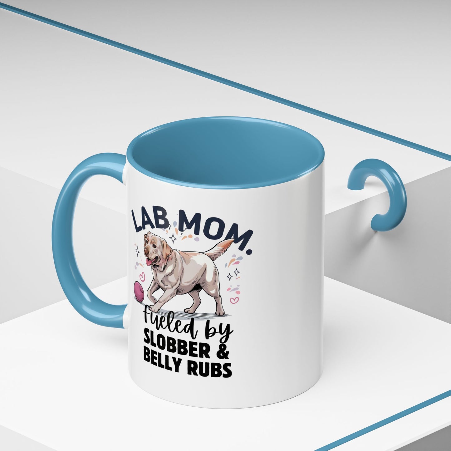 Lab Mom Coffee Mug - Fueled by Slobber & Belly Rubs, Dog Lover Gift, Pet Owner Coffee Cup, Personalized Dog Mom Mug, Cute Animal Mug
