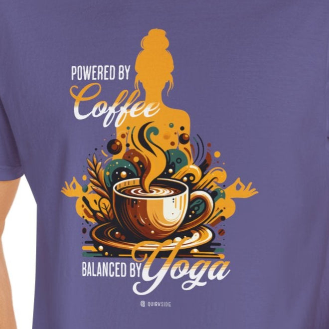 Coffee Lover Yoga Unisex Garment-Dyed T-shirt, Funny Workout Tee, Meditation Top, Gift for Yogi, Coffeeholic Shirt - Quirkside Creations