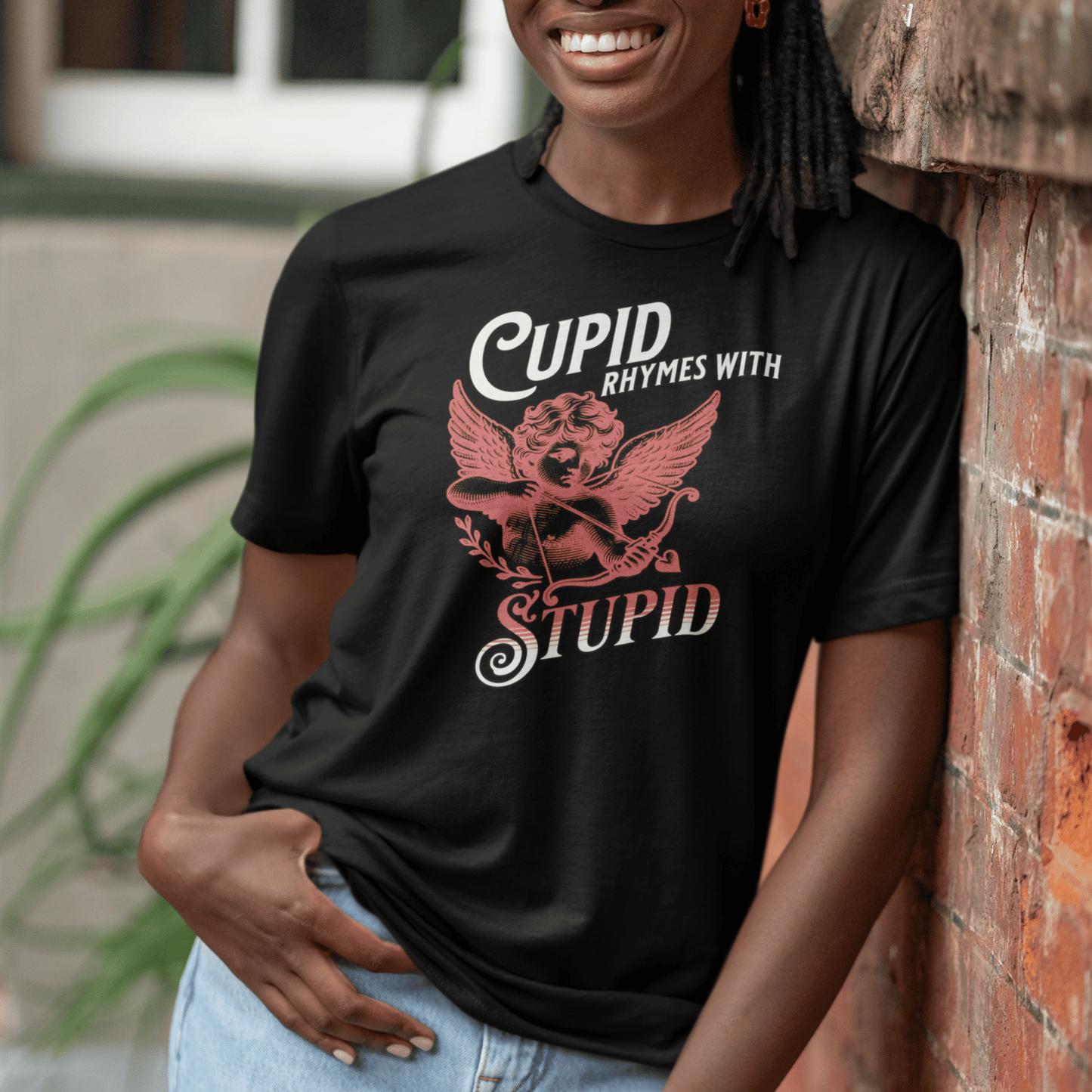 Sarcastic Cupid Stupid T-shirt, Funny Rhyming Quote, Unisex Tee, Romantic Emotions, Gift for Him/Her