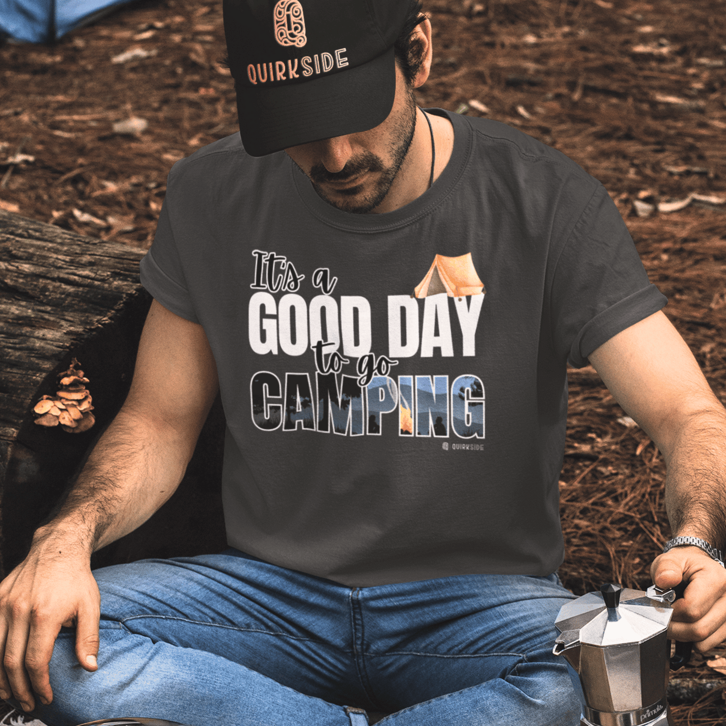 Premium Unisex Camping Enthusiast T-shirt - Great Day to Go Camping Design