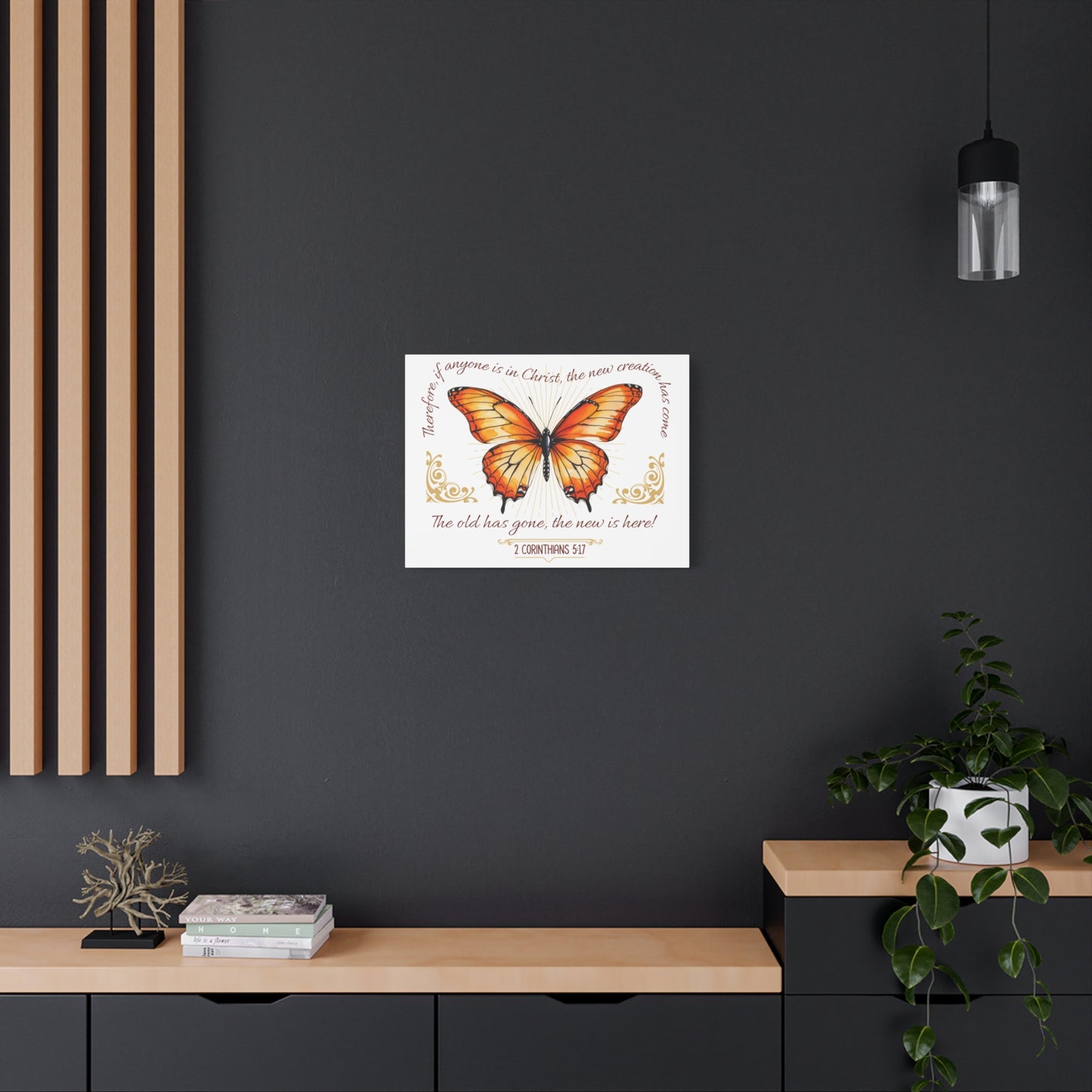 Butterfly Wall Art, Inspirational Canvas Print, Christian Home Decor, Gift for Religious Celebrations, Motivational Artwork