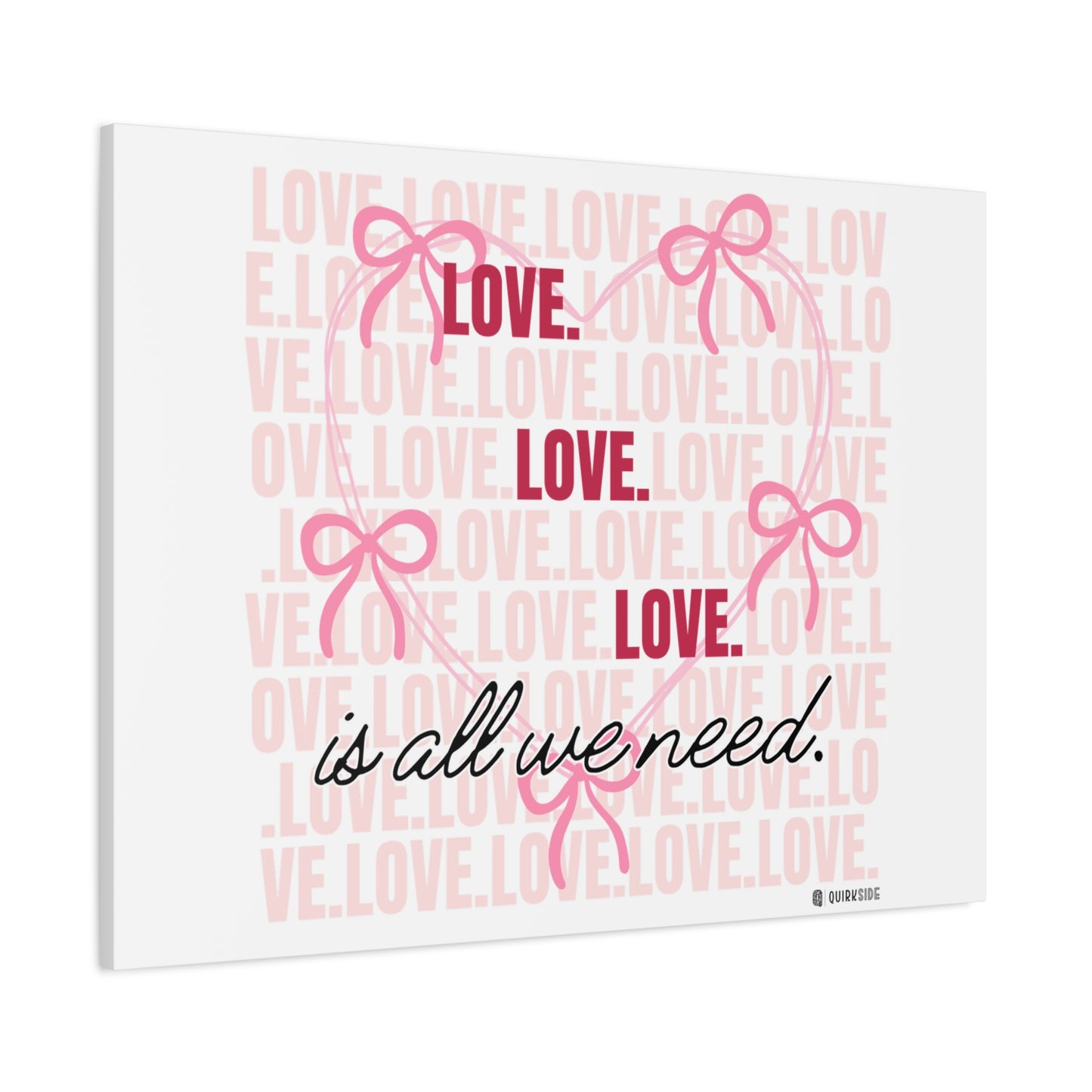 Love-Themed Canvas Wall Art with Pink Bows, Inspirational Home Decor for Weddings, Anniversaries, Valentine's Day, Gifts for Her