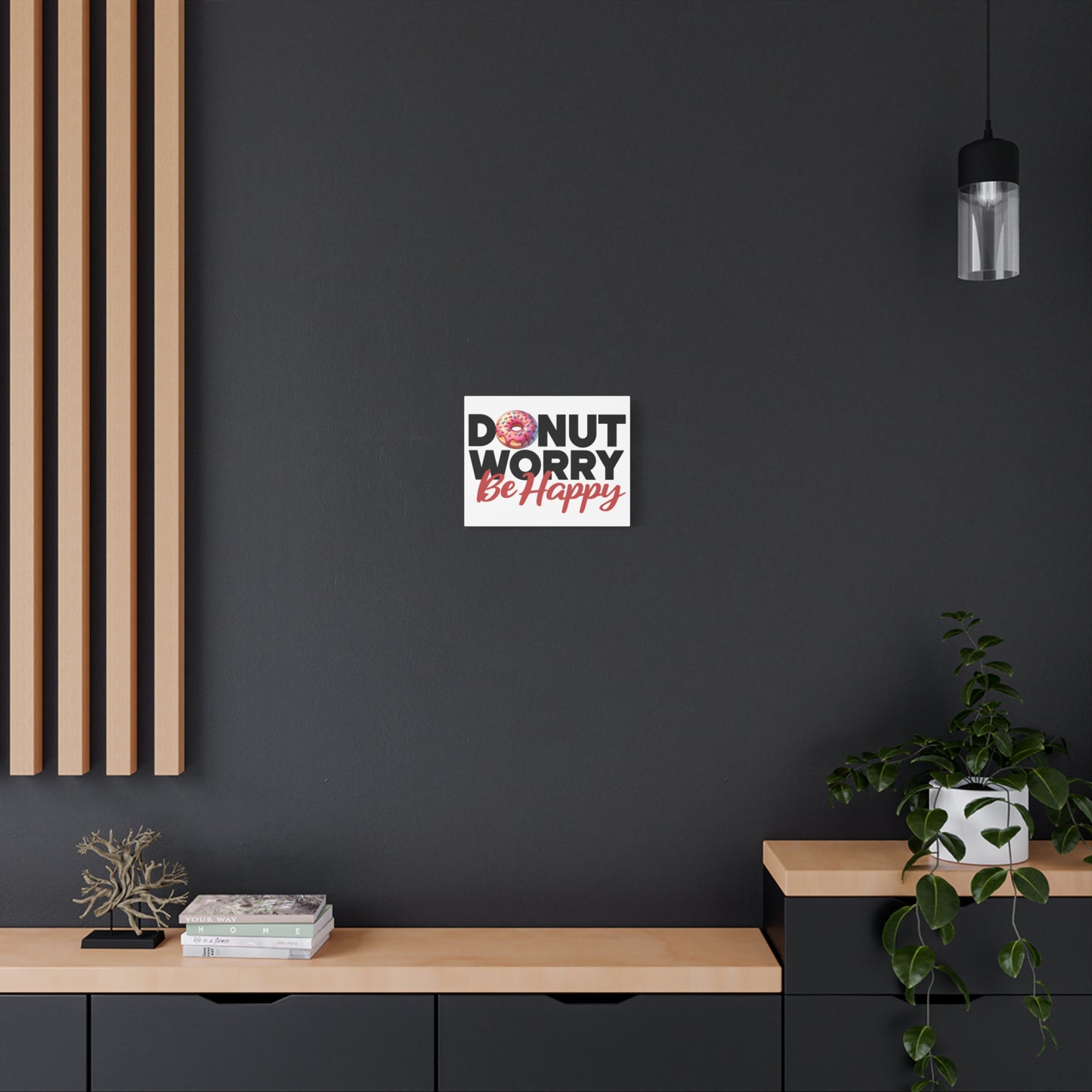 Donut Worry Be Happy Canvas Wall Art, Fun Home Decor, Gift for Foodies, Motivational Wall Art, Quirky Kitchen Decor