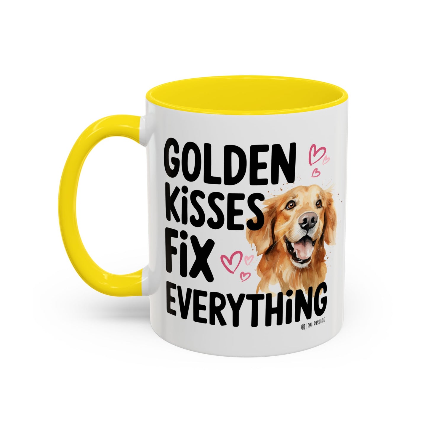Golden Kisses Fix Everything Mug, Dog Lover Gift, Pet Owner Coffee Cup, Cute Animal Lover Mug, Fun Pet Quote Mug