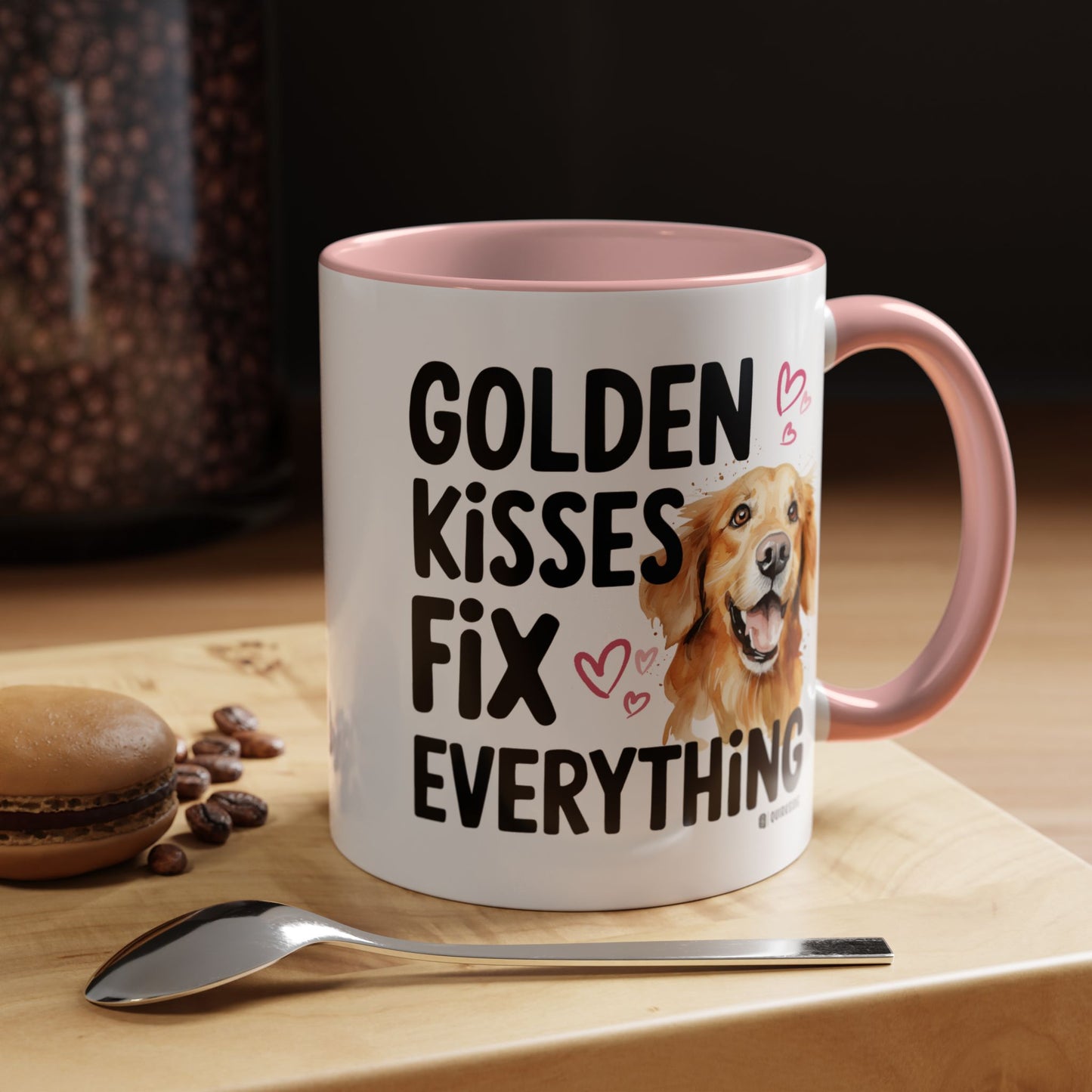 Golden Kisses Fix Everything Mug, Dog Lover Gift, Pet Owner Coffee Cup, Cute Animal Lover Mug, Fun Pet Quote Mug