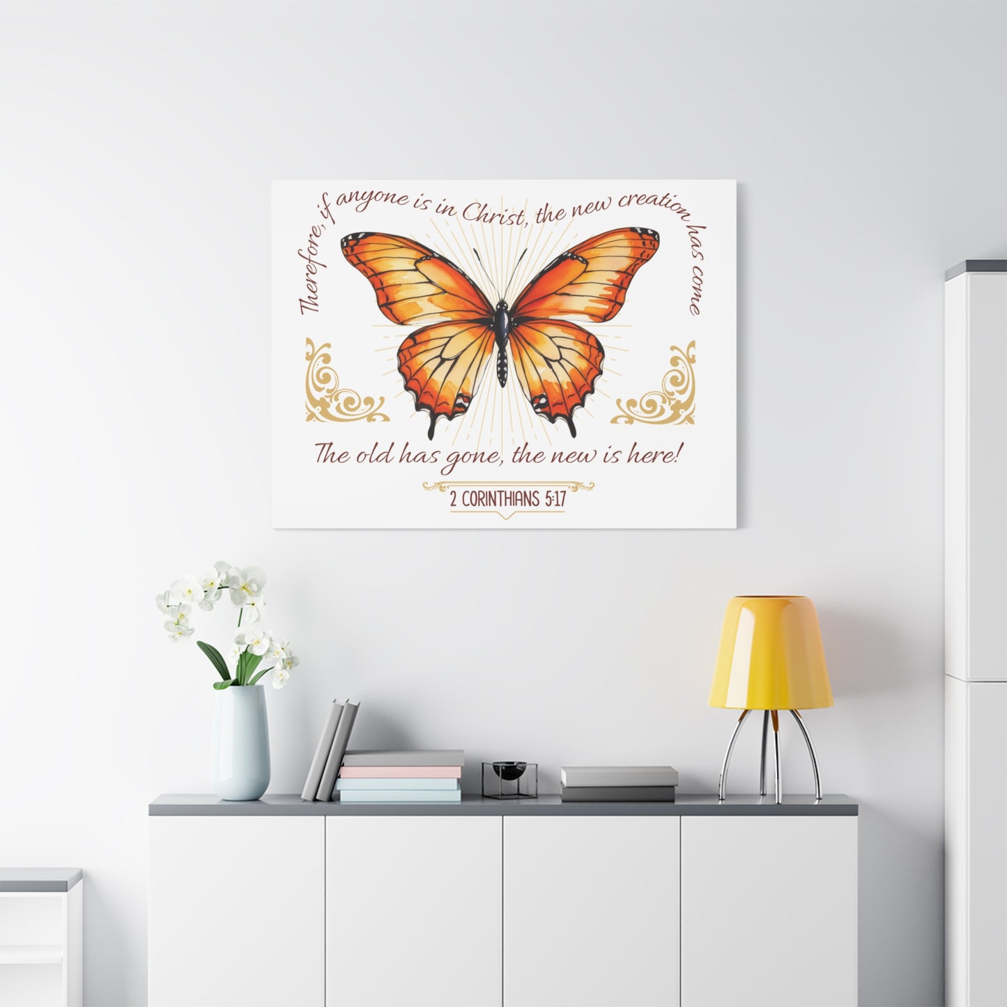 Butterfly Wall Art, Inspirational Canvas Print, Christian Home Decor, Gift for Religious Celebrations, Motivational Artwork