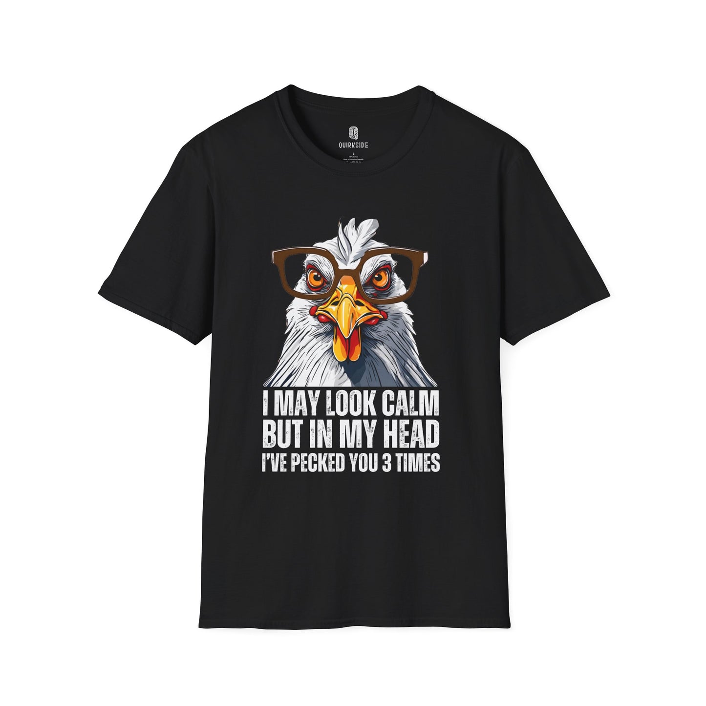 Funny Chicken Unisex T-Shirt, Crazy Chicken Tee, Quirky Humor Shirt, Stand Out Apparel, Hilarious Graphic Top - Quirkside Creations