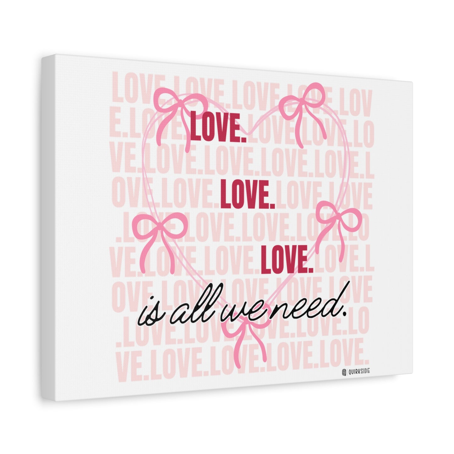 Love-Themed Canvas Wall Art with Pink Bows, Inspirational Home Decor for Weddings, Anniversaries, Valentine's Day, Gifts for Her