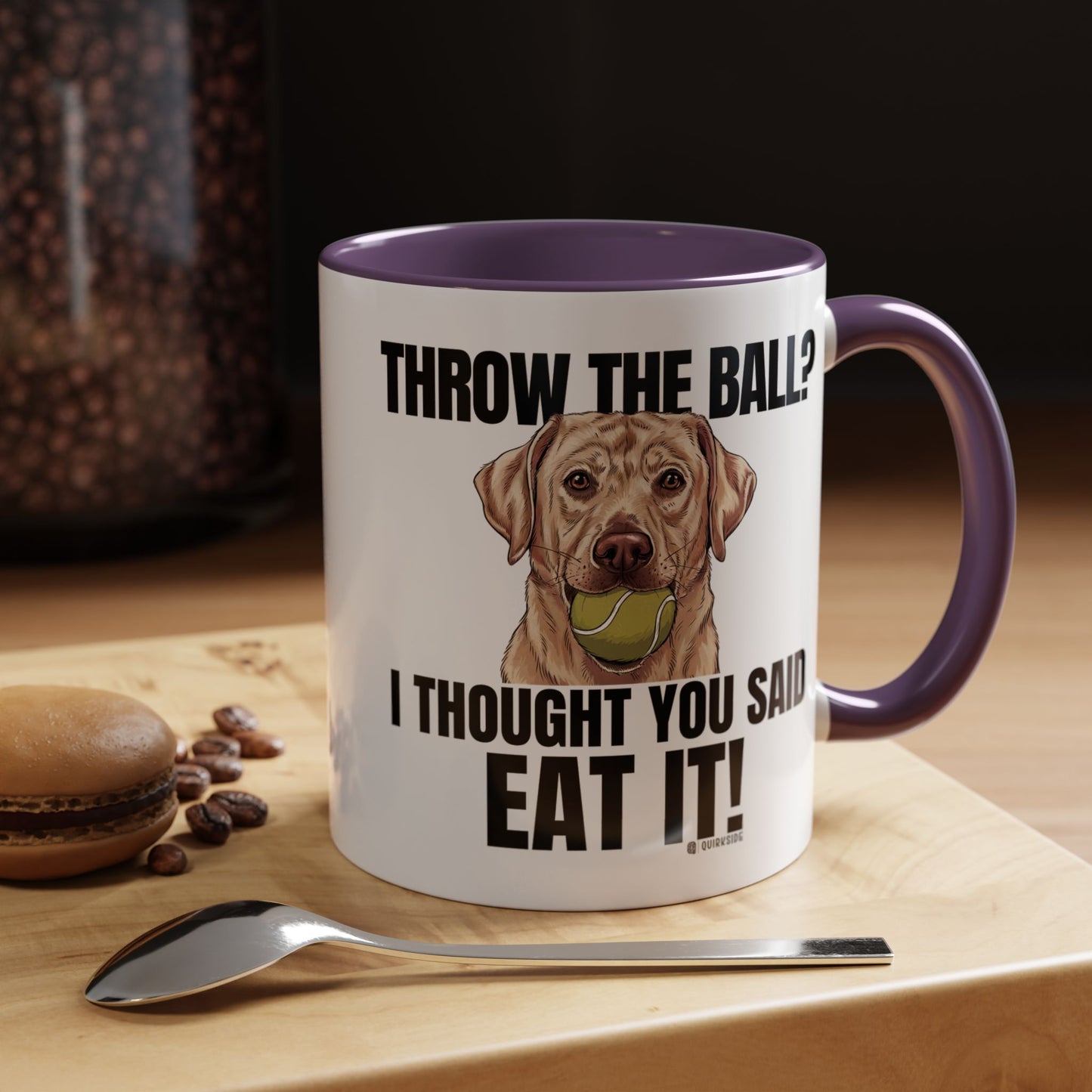 Funny Dog Lover Mug - Throw Ball Eat It, Pet Owner Gift, Coffee Mug, Cute Dog Art, Animal Lover Humor