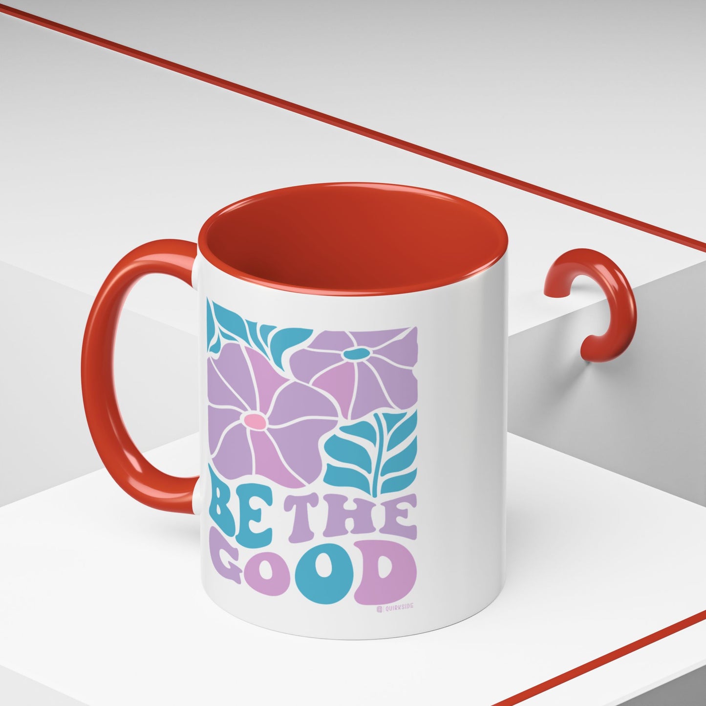 Accent Coffee Mug | 'Be the Good' Floral Design | Inspirational Mug, Gift for Her, Office Mug, Coffee Lover Gift, Home Decor