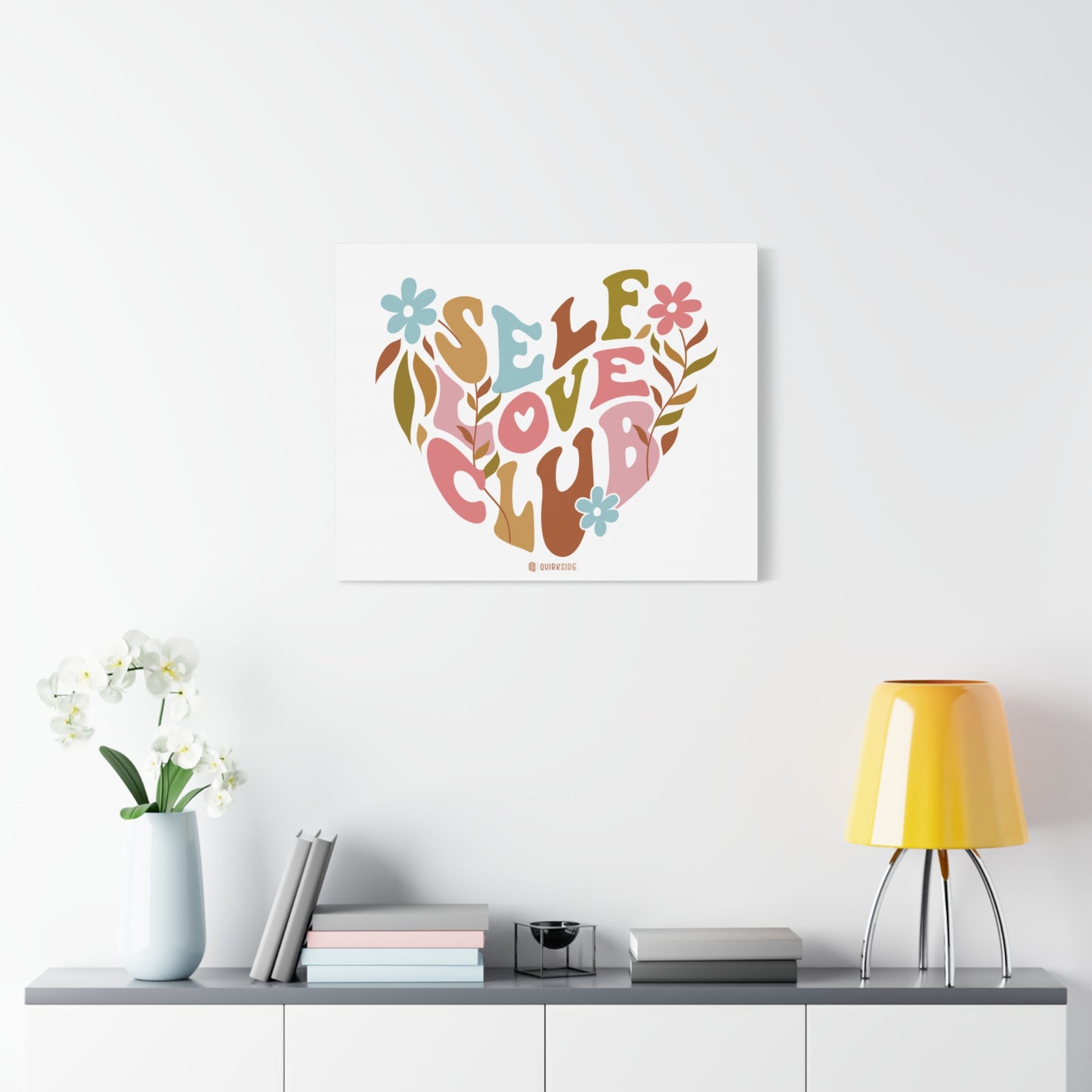Self Love Club Canvas Art | Inspirational Wall Decor, Gift for Friends, Home and Office Decoration, Positive Vibes