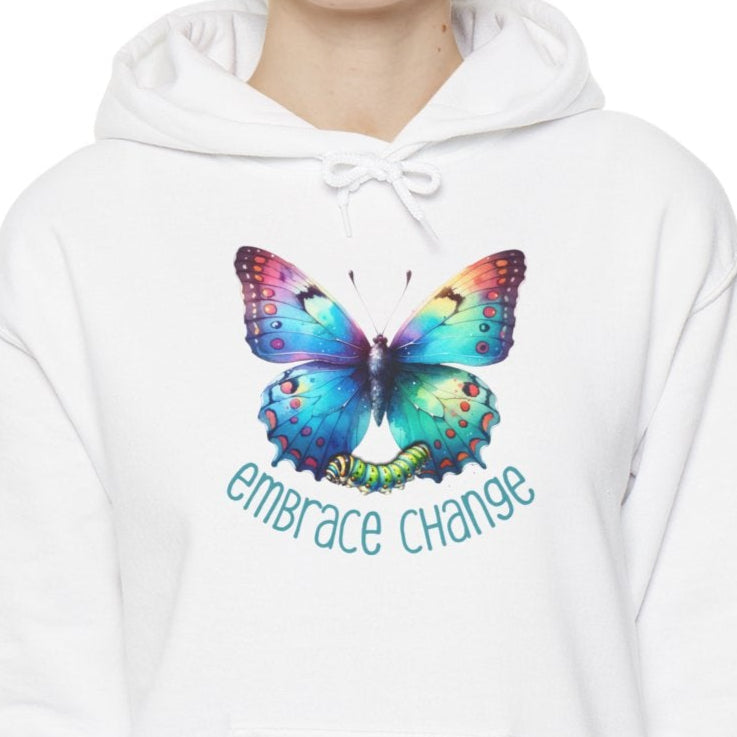 Butterfly Transformation Hoodie, Inspirational Change Sweatshirt, Metamorphosis Quote Jumper, Growth Encouragement Pullover, Positive - Quirkside Creations