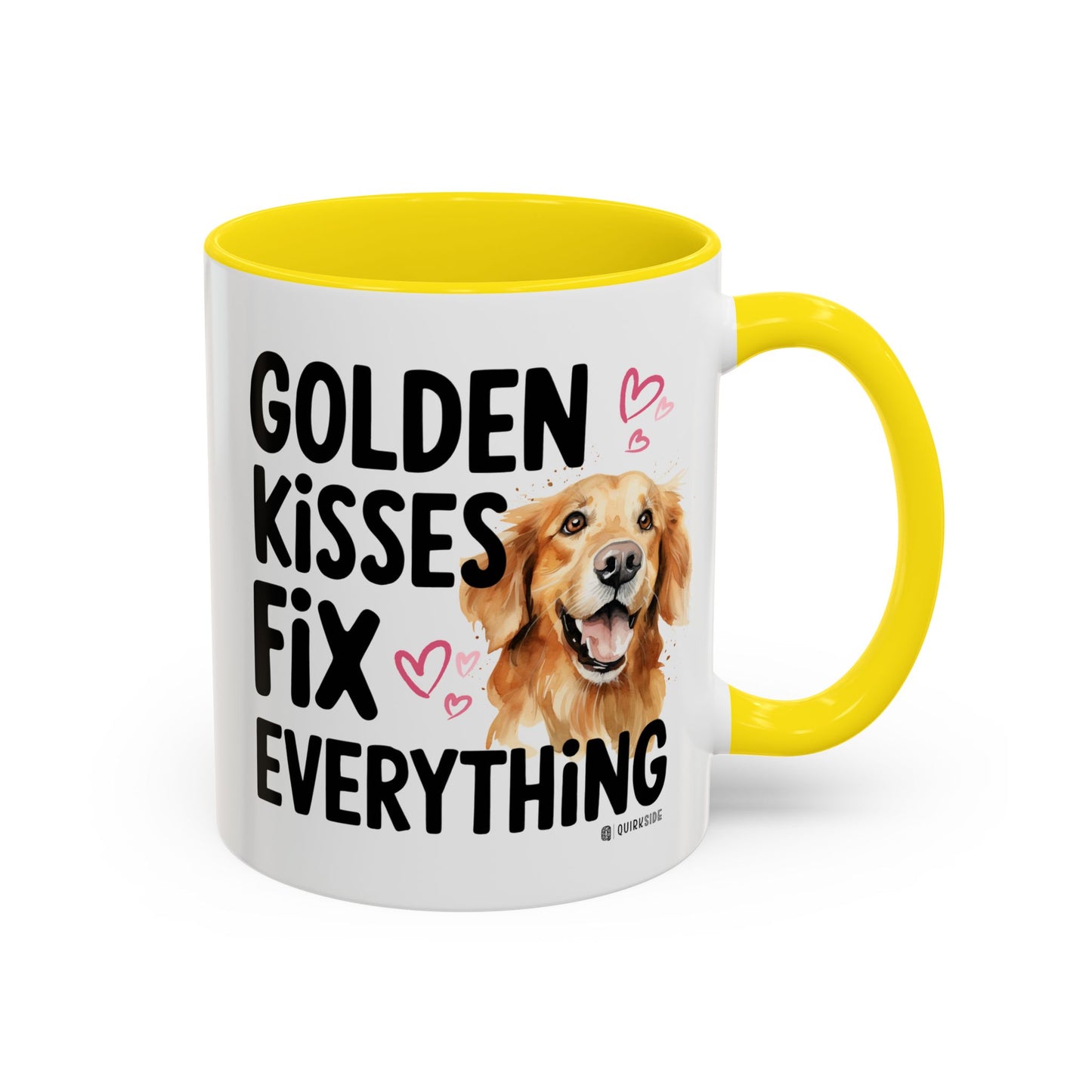 Golden Kisses Fix Everything Mug, Dog Lover Gift, Pet Owner Coffee Cup, Cute Animal Lover Mug, Fun Pet Quote Mug
