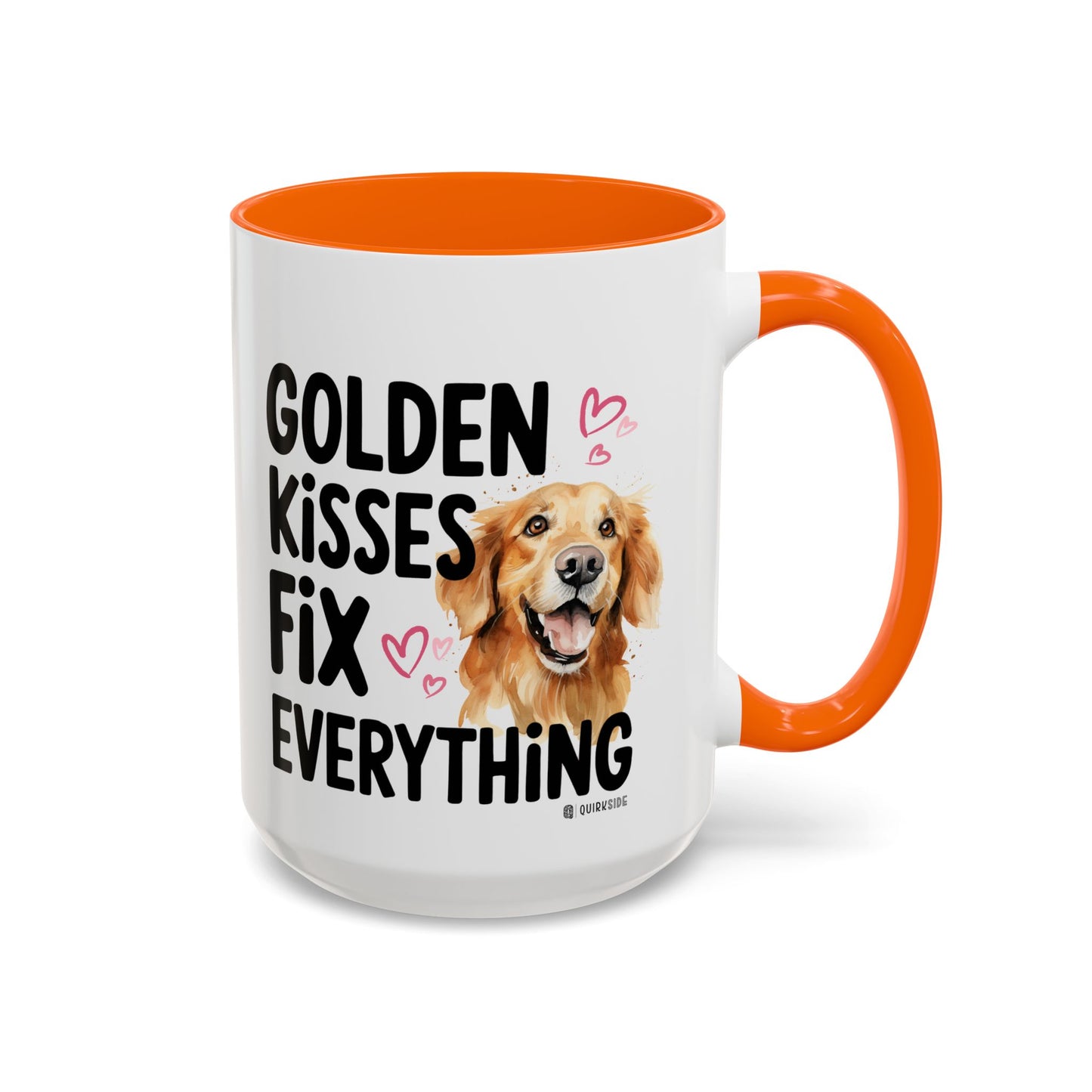 Golden Kisses Fix Everything Mug, Dog Lover Gift, Pet Owner Coffee Cup, Cute Animal Lover Mug, Fun Pet Quote Mug