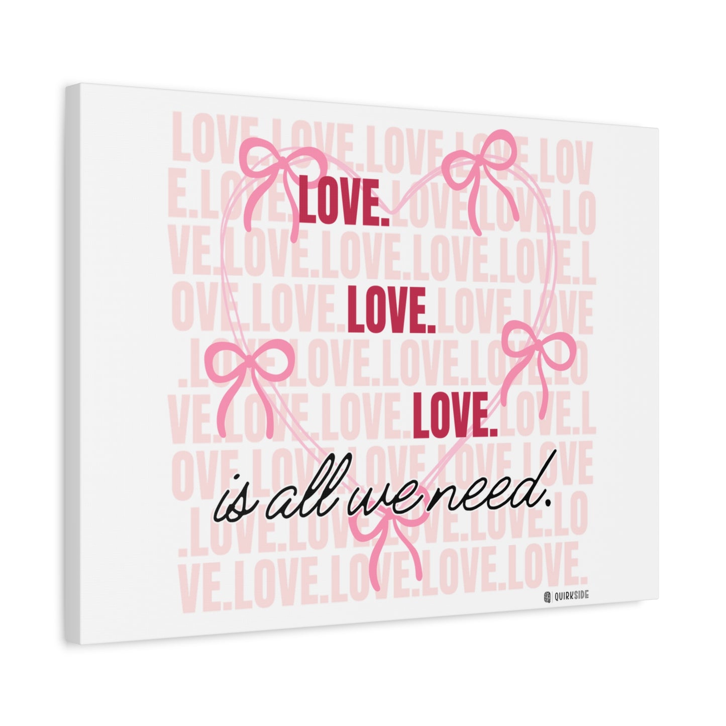 Love-Themed Canvas Wall Art with Pink Bows, Inspirational Home Decor for Weddings, Anniversaries, Valentine's Day, Gifts for Her