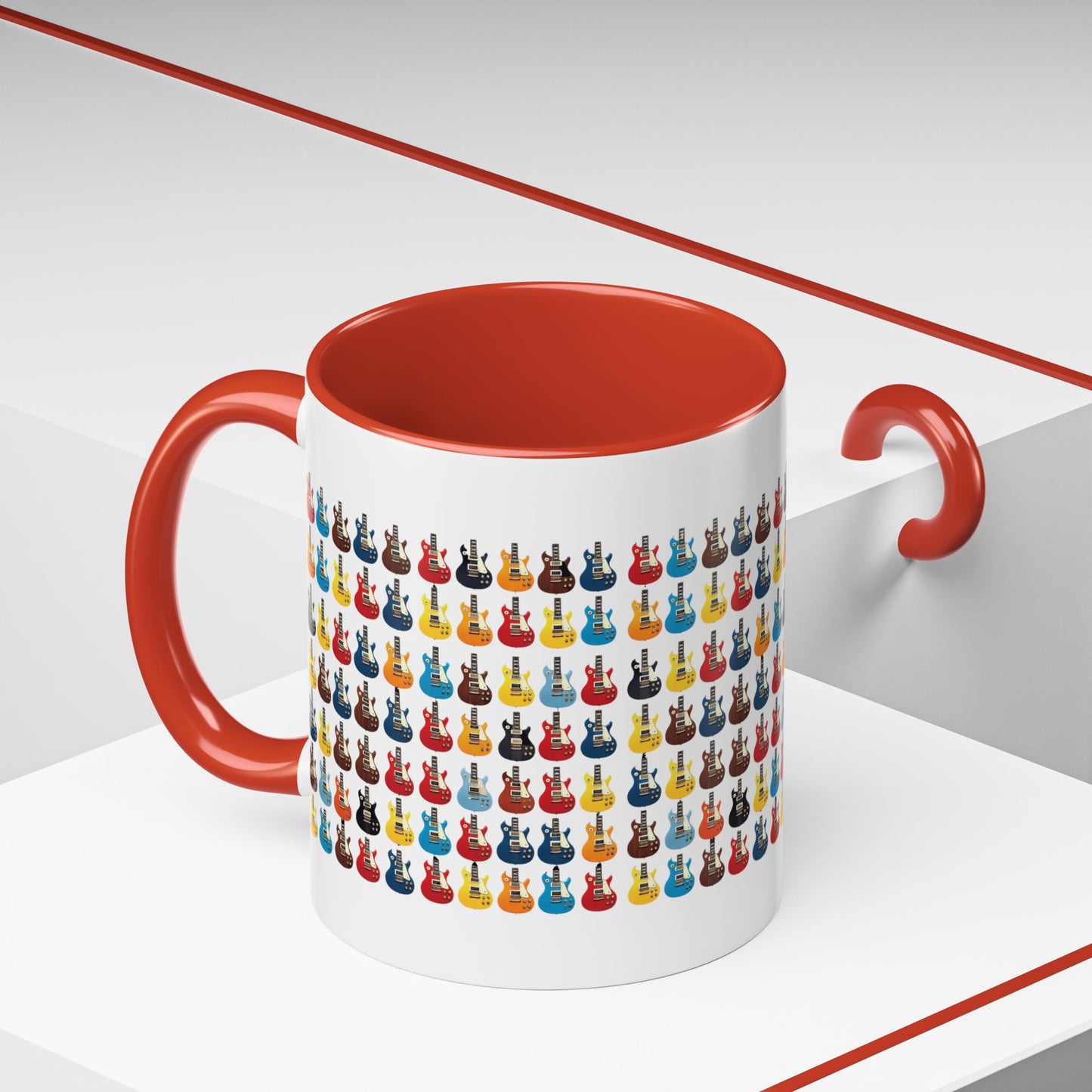 Coffee Mug - Wall of Guitars Design - Music Lover Gift