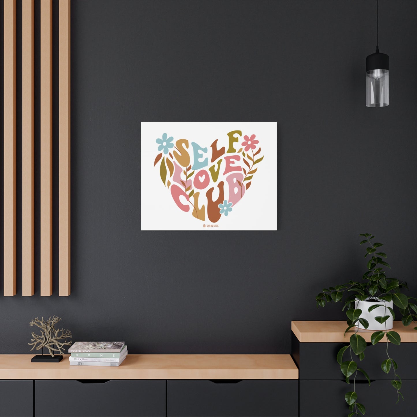 Self Love Club Canvas Art | Inspirational Wall Decor, Gift for Friends, Home and Office Decoration, Positive Vibes