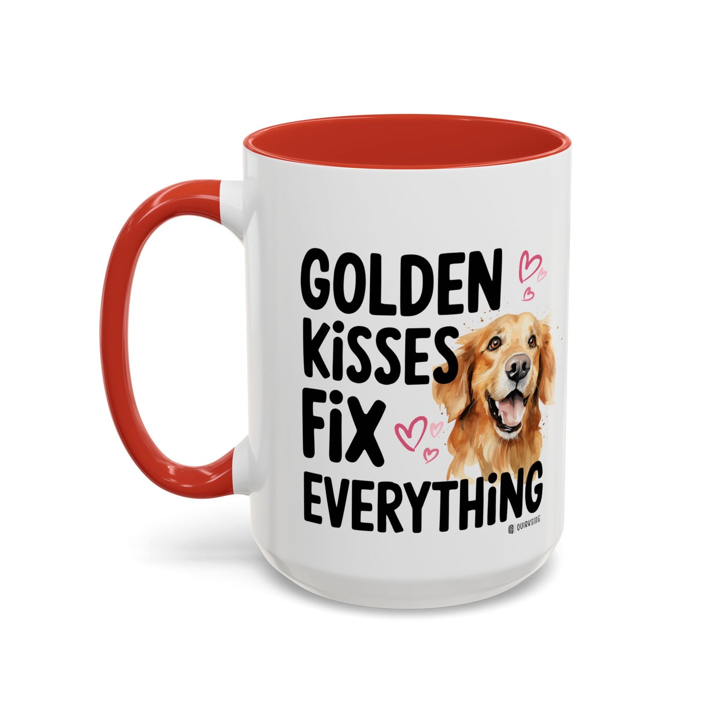 Golden Kisses Fix Everything Mug, Dog Lover Gift, Pet Owner Coffee Cup, Cute Animal Lover Mug, Fun Pet Quote Mug