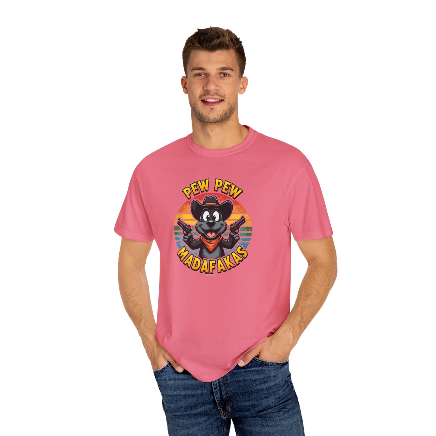 Cowboy Dog Funny T-Shirt, Western Style Tee, Unisex Garment-Dyed Shirt, Dog Lover Gift, Rodeo Apparel