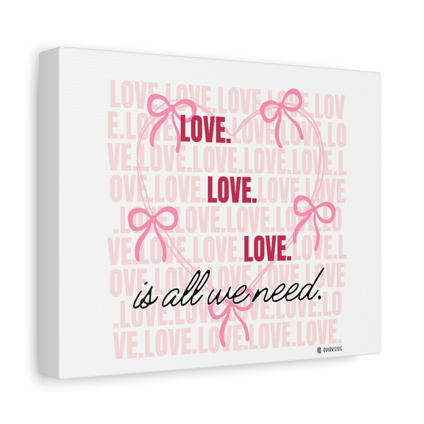 Love-Themed Canvas Wall Art with Pink Bows, Inspirational Home Decor for Weddings, Anniversaries, Valentine's Day, Gifts for Her