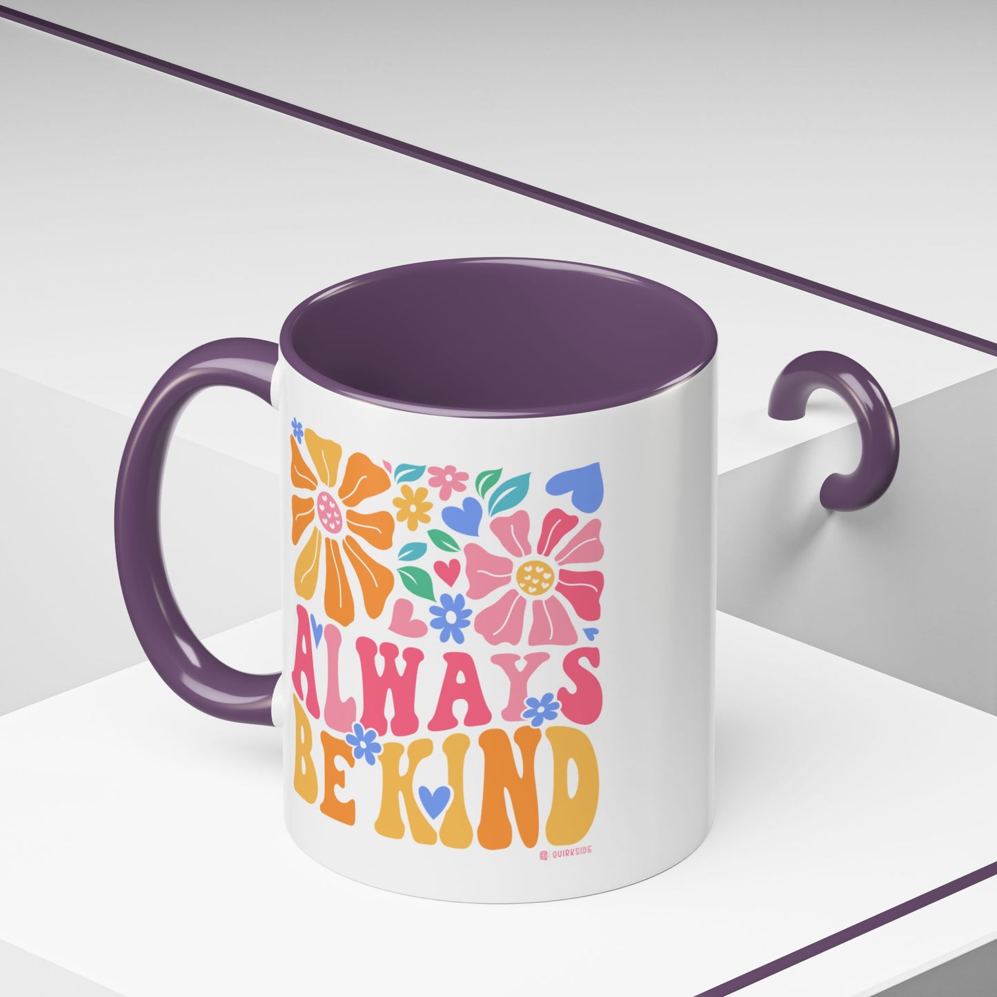 Always Be Kind Floral Accent Coffee Mug, Inspirational Cup for Friends, Gift for Birthday, Encouragement, Home Decor, Self-Care