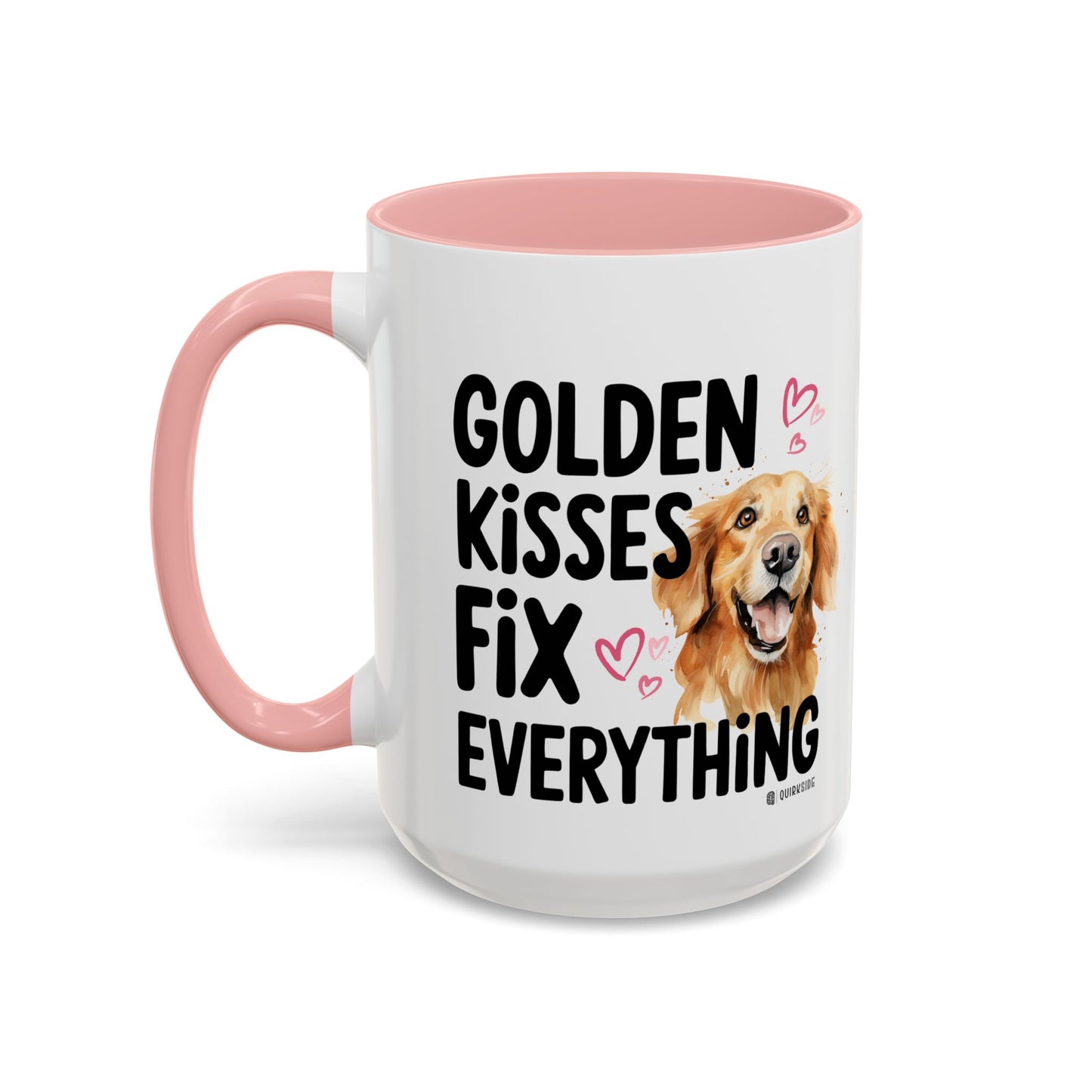 Golden Kisses Fix Everything Mug, Dog Lover Gift, Pet Owner Coffee Cup, Cute Animal Lover Mug, Fun Pet Quote Mug