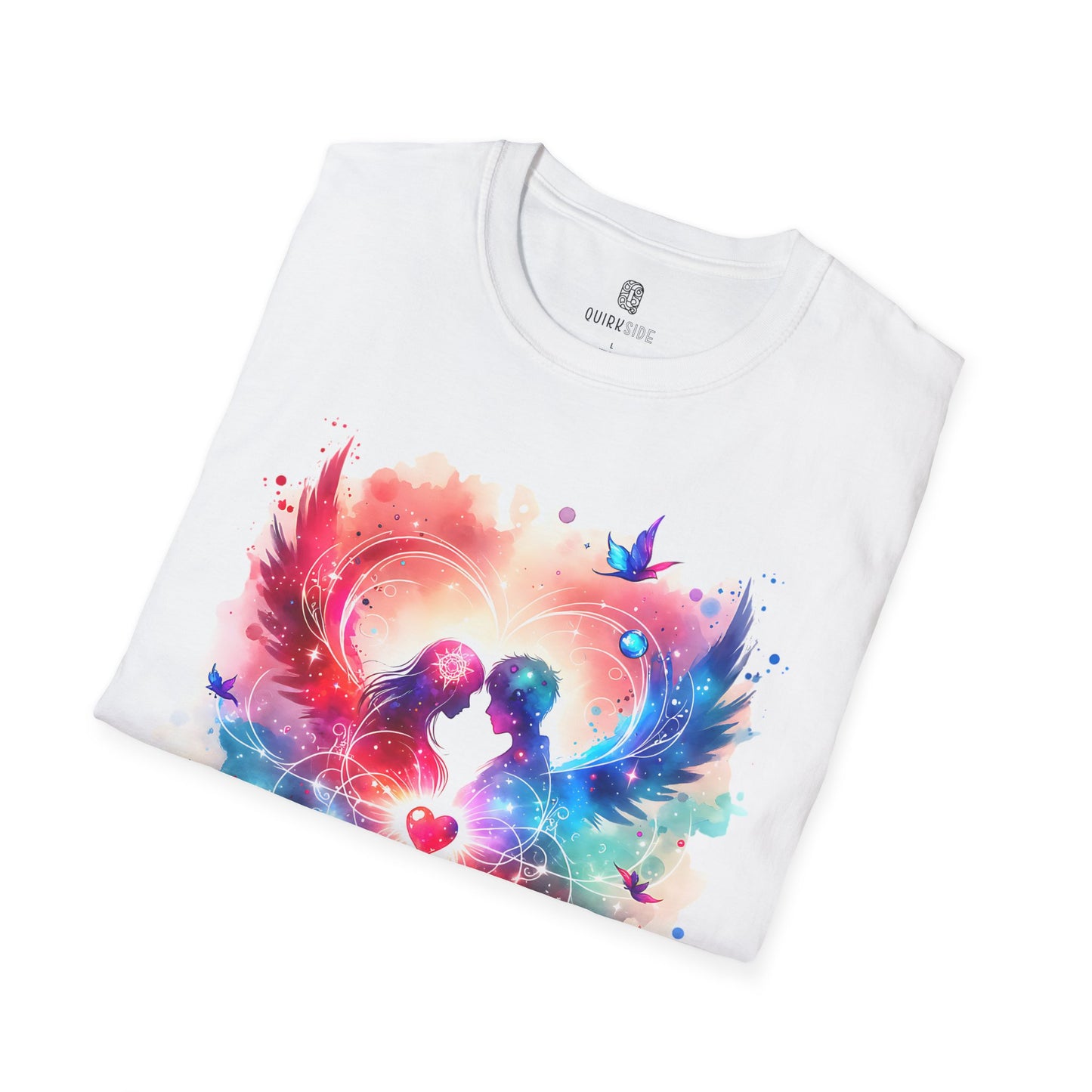 Love in Art and Color Unisex T-Shirt, Valentine's Day Tee, Couple Art Graphic Top, Romantic Gift Shirt, Heart Design Apparel - Quirkside Creations
