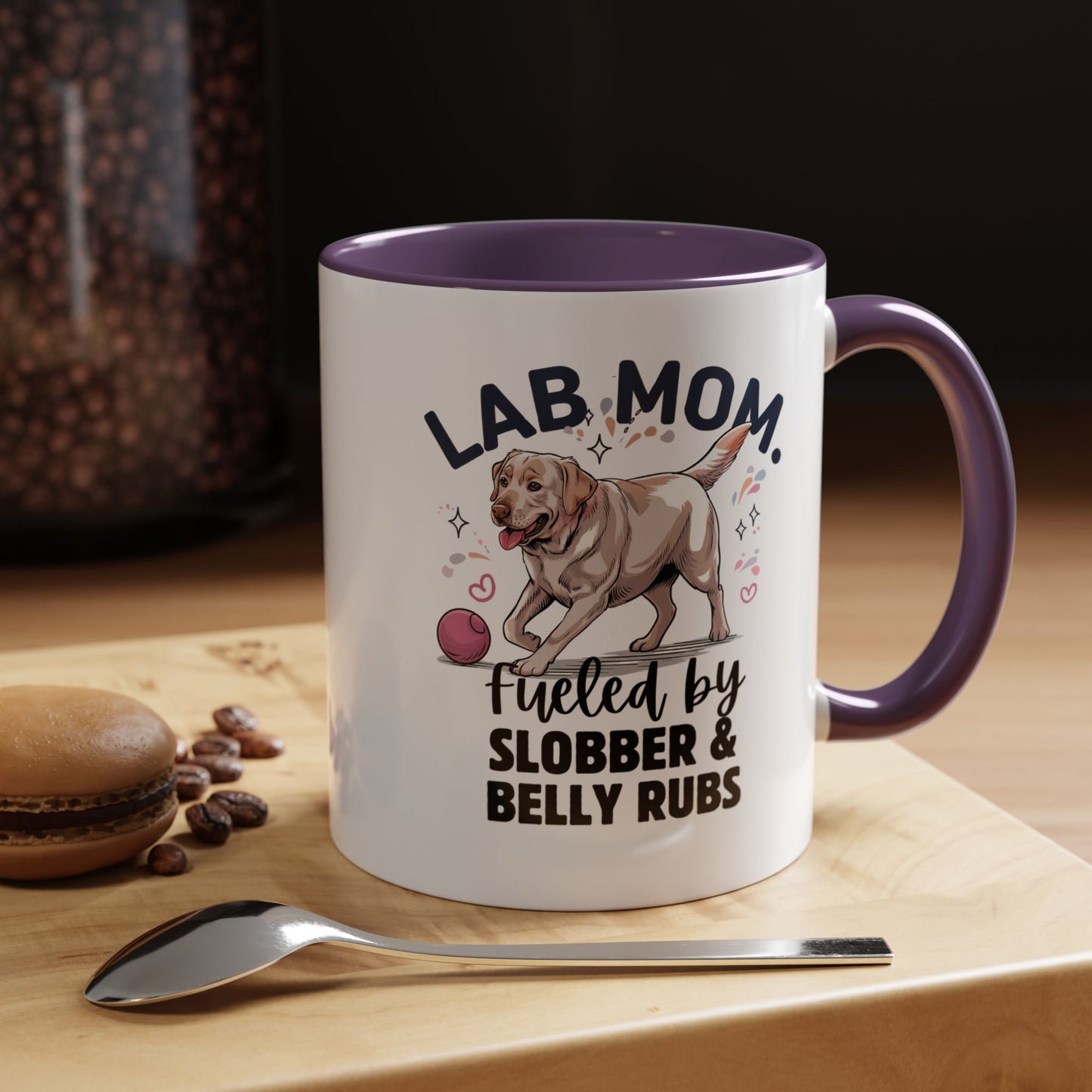 Lab Mom Coffee Mug - Fueled by Slobber & Belly Rubs, Dog Lover Gift, Pet Owner Coffee Cup, Personalized Dog Mom Mug, Cute Animal Mug