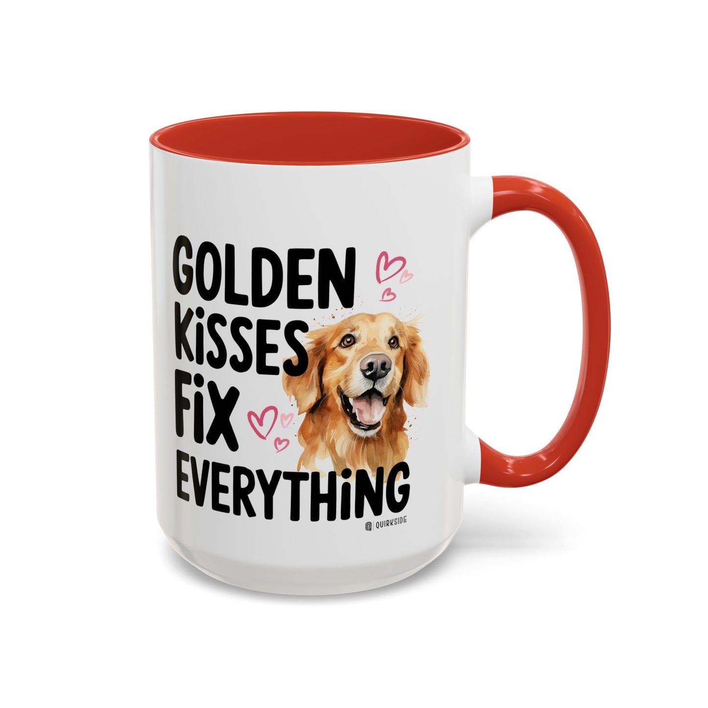 Golden Kisses Fix Everything Mug, Dog Lover Gift, Pet Owner Coffee Cup, Cute Animal Lover Mug, Fun Pet Quote Mug